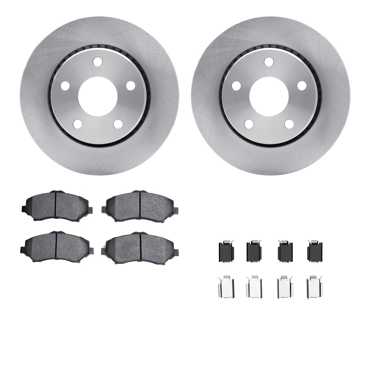 6512-42202 Brake Rotors w/5000 Advanced Brake Pads Kit with Hardware, 2007-2018 Mopar, Position: Front