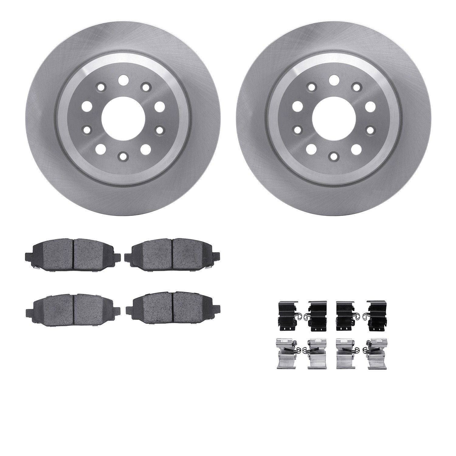 6512-42234 Brake Rotors w/5000 Advanced Brake Pads Kit with Hardware, Fits Select Mopar, Position: Rear