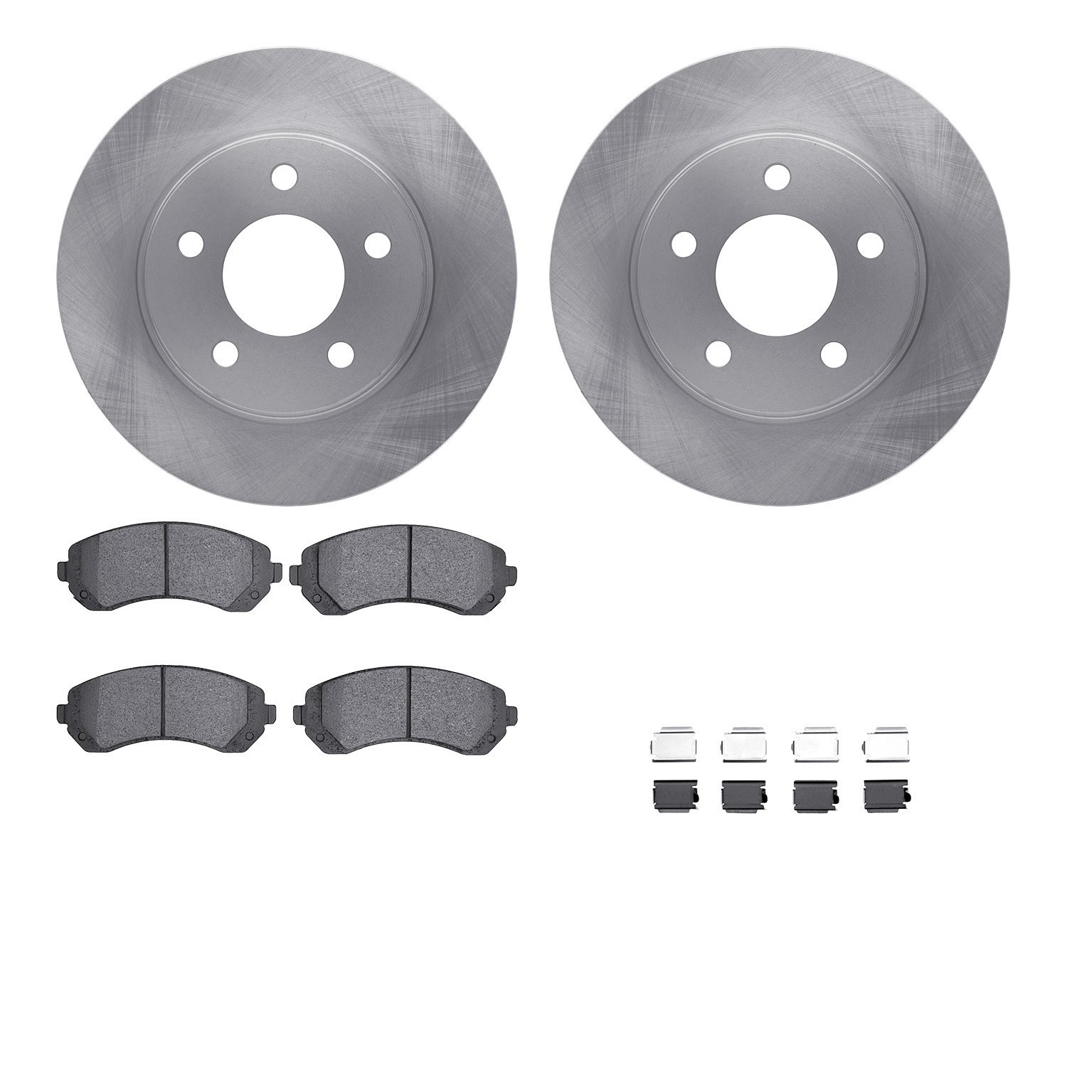 6512-45094 Brake Rotors w/5000 Advanced Brake Pads Kit with Hardware, 2001-2007 GM, Position: Front