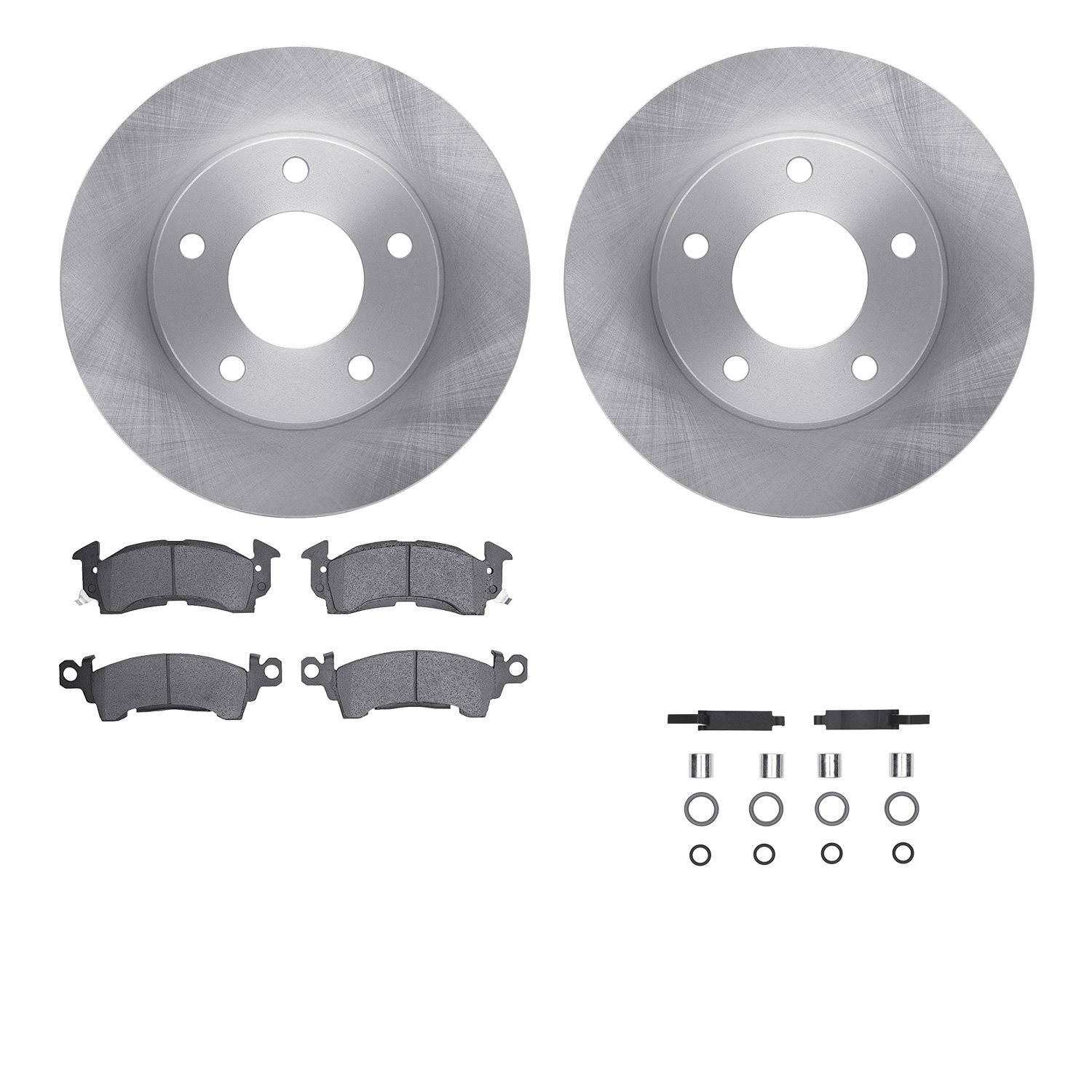 6512-46073 Brake Rotors w/5000 Advanced Brake Pads Kit with Hardware, 1969-1978 GM, Position: Front