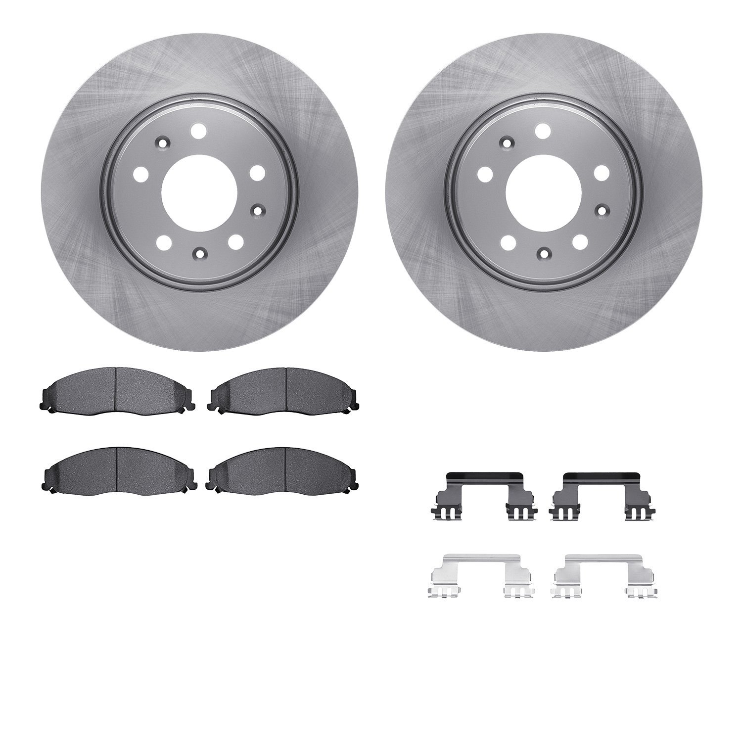 6512-46116 Brake Rotors w/5000 Advanced Brake Pads Kit with Hardware, 2003-2005 GM, Position: Front