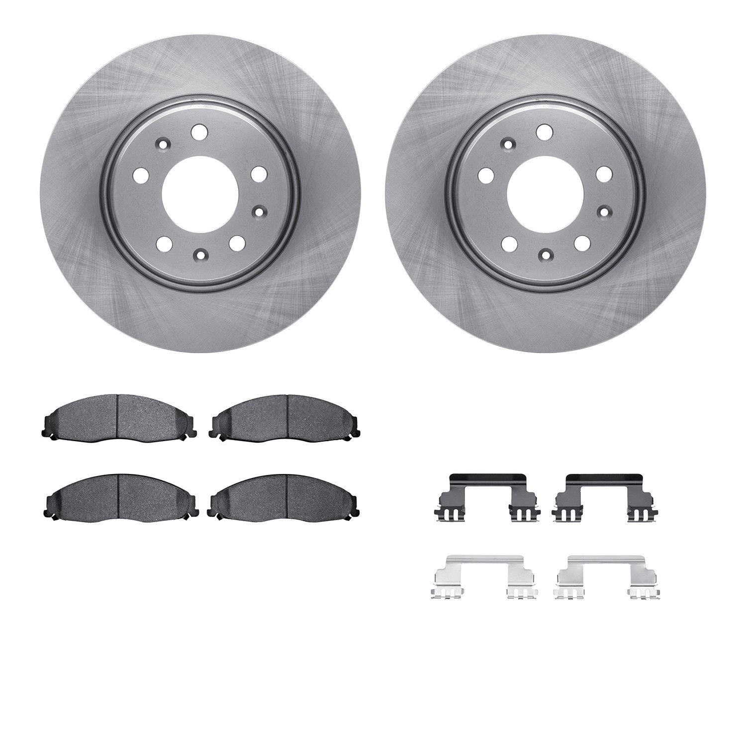 6512-46117 Brake Rotors w/5000 Advanced Brake Pads Kit with Hardware, 2005-2008 GM, Position: Front