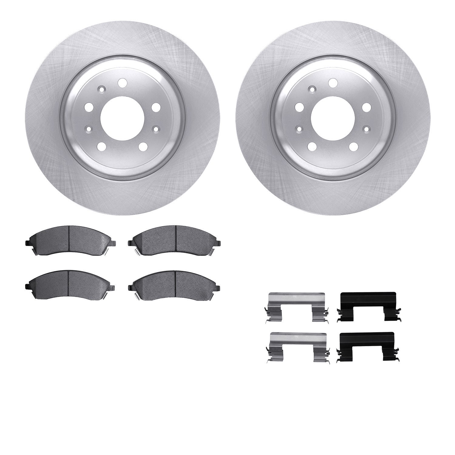 6512-46144 Brake Rotors w/5000 Advanced Brake Pads Kit with Hardware, 2005-2008 GM, Position: Front