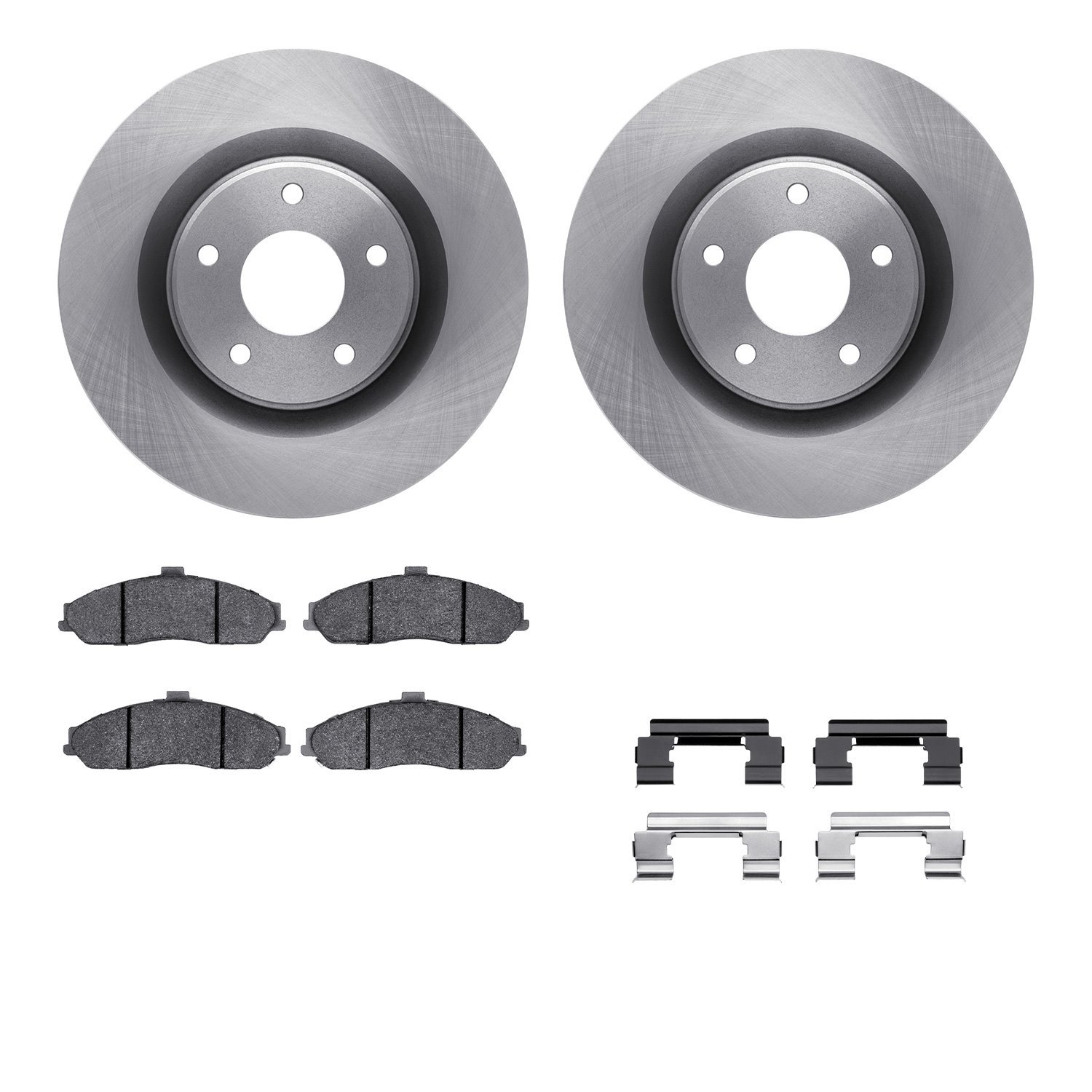 6512-46155 Brake Rotors w/5000 Advanced Brake Pads Kit with Hardware, 2005-2009 GM, Position: Front