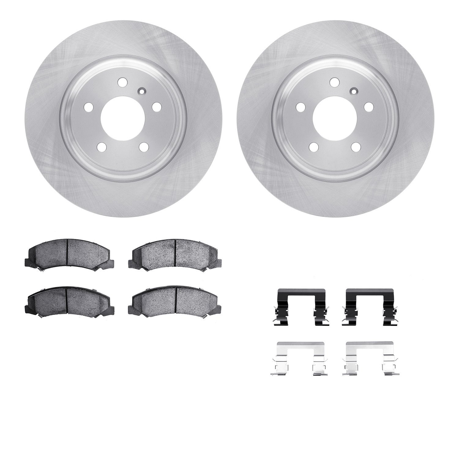 6512-46182 Brake Rotors w/5000 Advanced Brake Pads Kit with Hardware, 2006-2011 GM, Position: Front