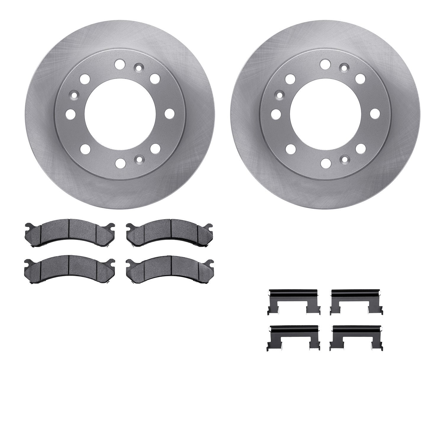 6512-46188 Brake Rotors w/5000 Advanced Brake Pads Kit with Hardware, 2006-2011 GM, Position: Front