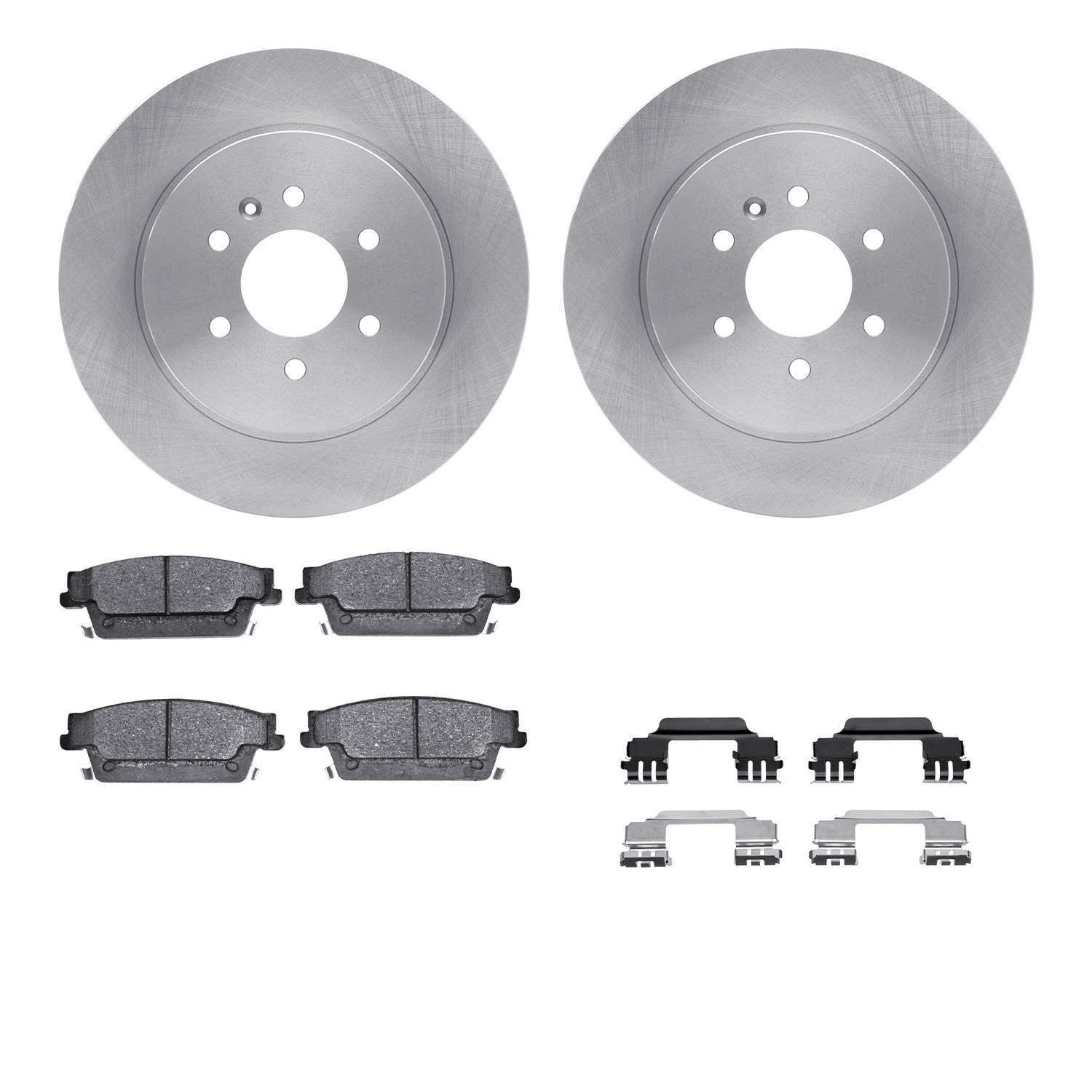 6512-46319 Brake Rotors w/5000 Advanced Brake Pads Kit with Hardware, 2004-2009 GM, Position: Rear