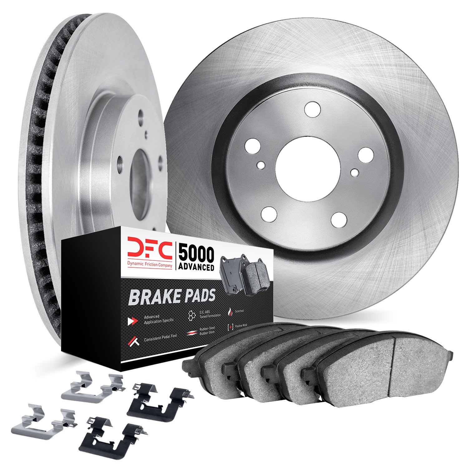 6512-46349 Brake Rotors w/5000 Advanced Brake Pads Kit with Hardware, 2016-2019 GM, Position: Rear