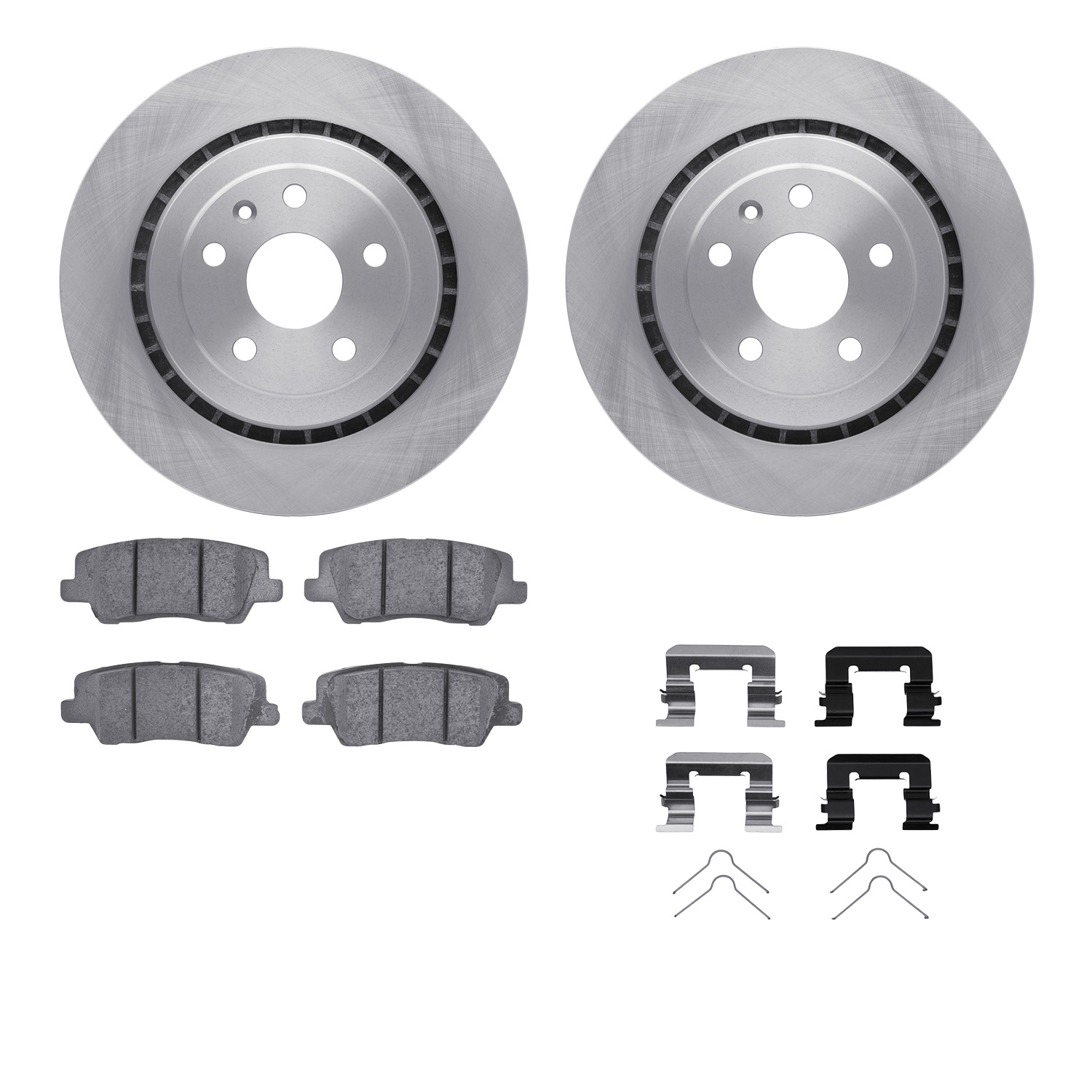 6512-47038 Brake Rotors w/5000 Advanced Brake Pads Kit with Hardware, 2015-2019 GM, Position: Rear