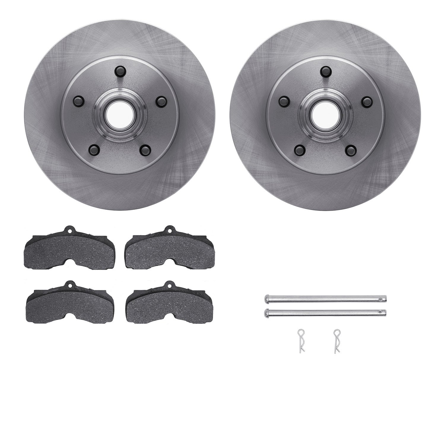 6512-47095 Brake Rotors w/5000 Advanced Brake Pads Kit with Hardware, 1967-1968 GM, Position: Front