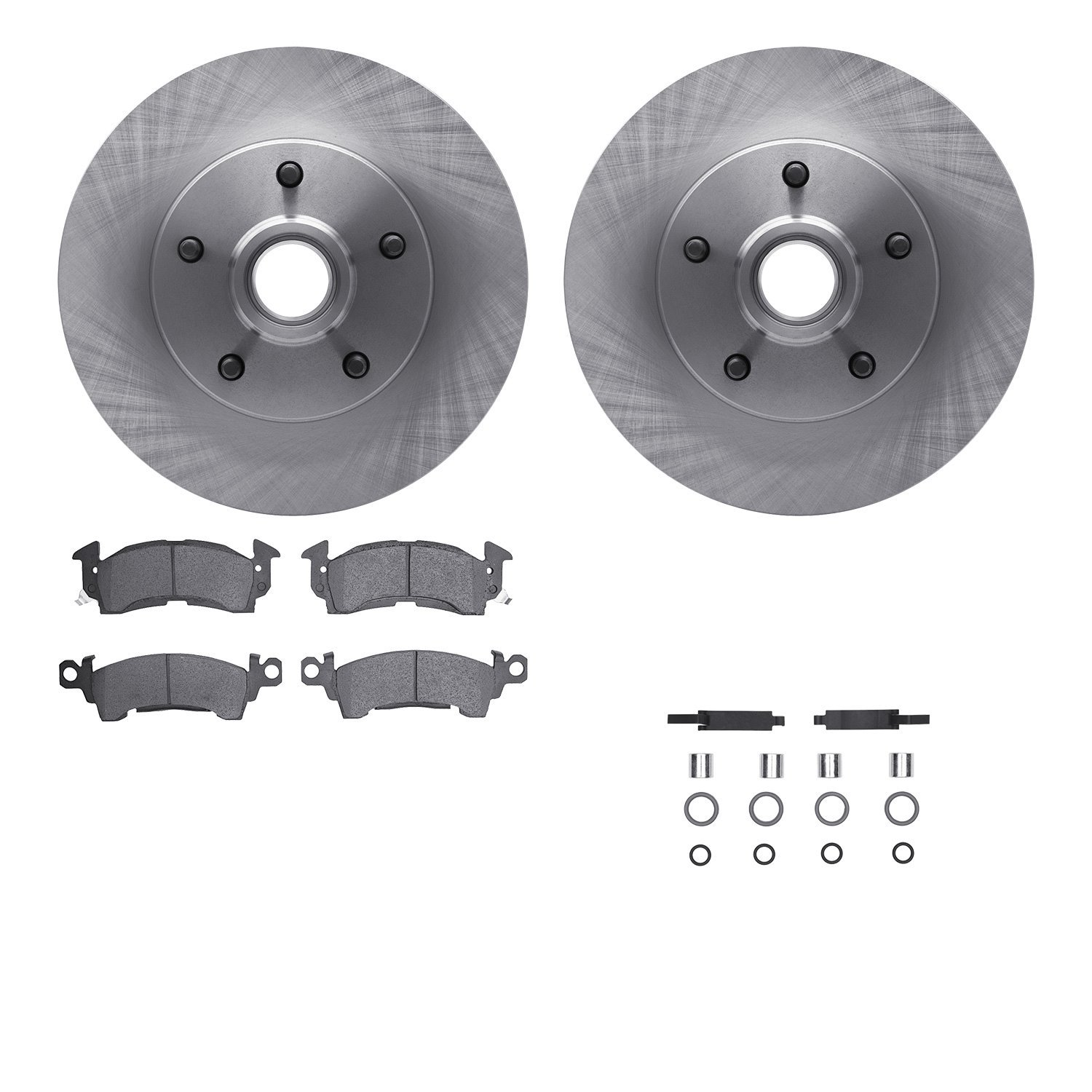 6512-47119 Brake Rotors w/5000 Advanced Brake Pads Kit with Hardware, 1978-1990 GM, Position: Front