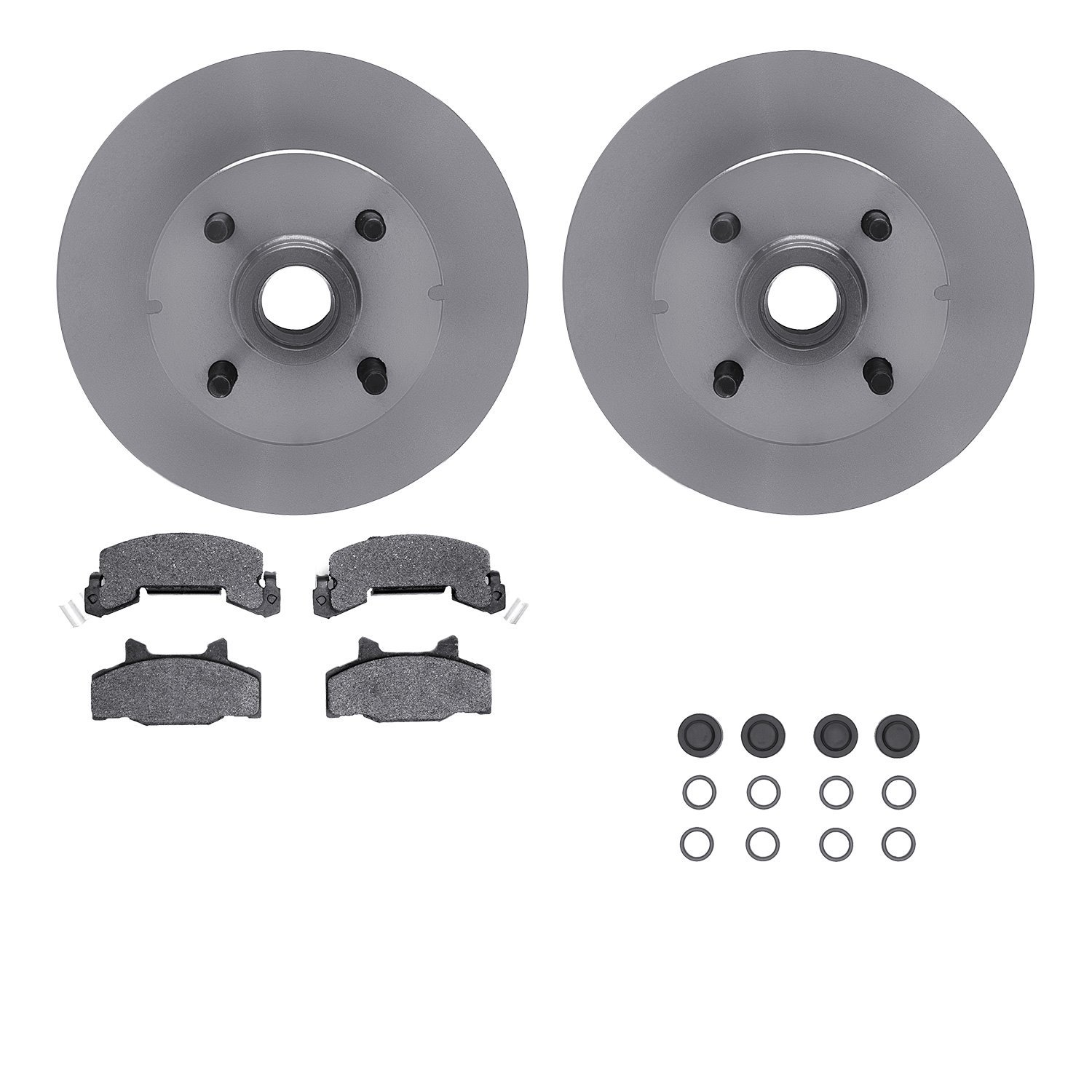 6512-47129 Brake Rotors w/5000 Advanced Brake Pads Kit with Hardware, 1983-1987 GM, Position: Front