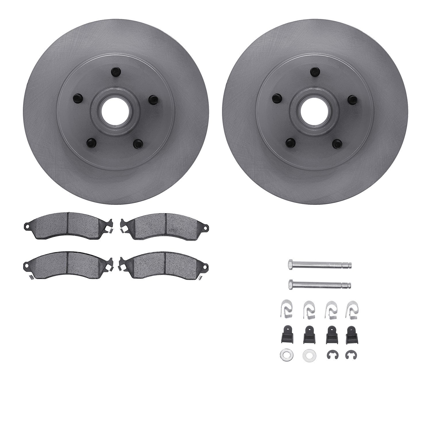 6512-47159 Brake Rotors w/5000 Advanced Brake Pads Kit with Hardware, 1985-1992 GM, Position: Front