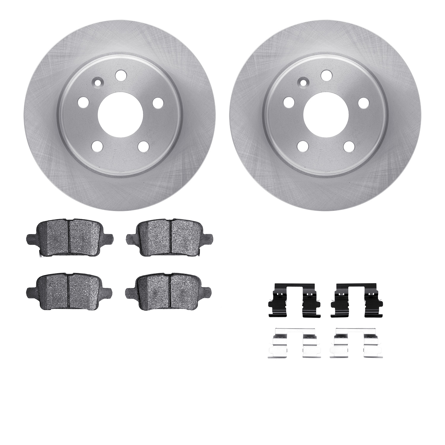 6512-47256 Brake Rotors w/5000 Advanced Brake Pads Kit with Hardware, Fits Select GM, Position: Rear