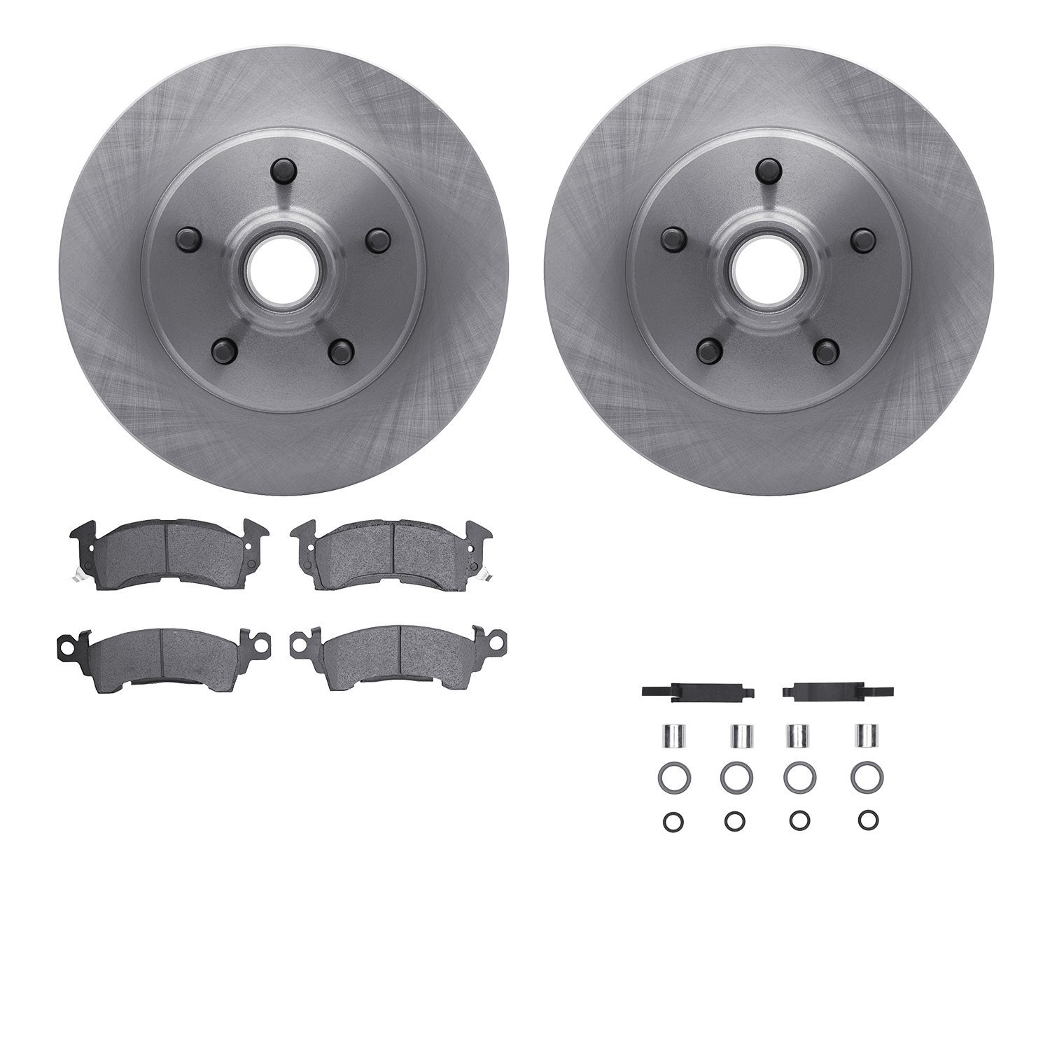 6512-47280 Brake Rotors w/5000 Advanced Brake Pads Kit with Hardware, 1977-1995 GM, Position: Front