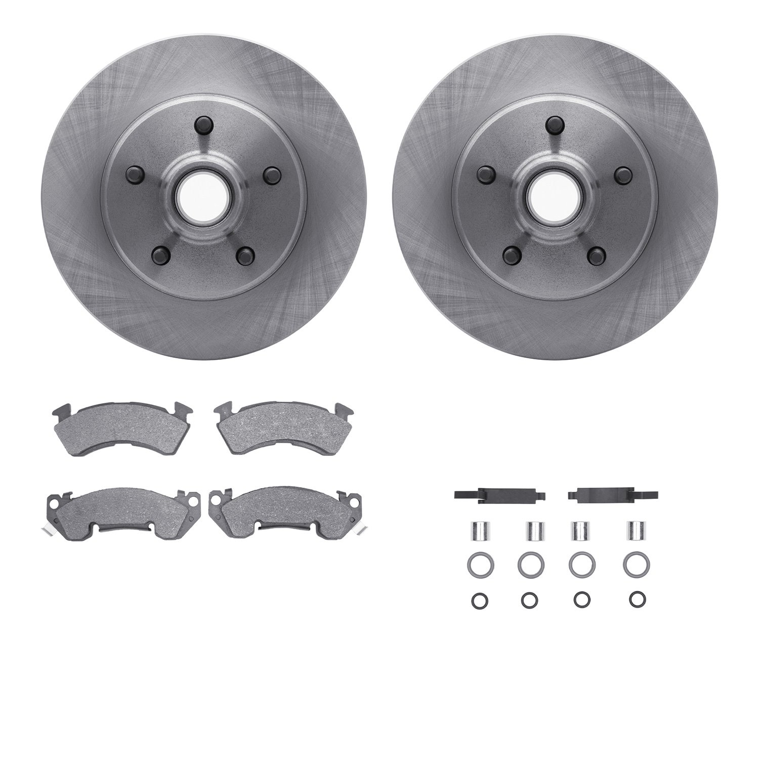 6512-47281 Brake Rotors w/5000 Advanced Brake Pads Kit with Hardware, 1990-1990 GM, Position: Front