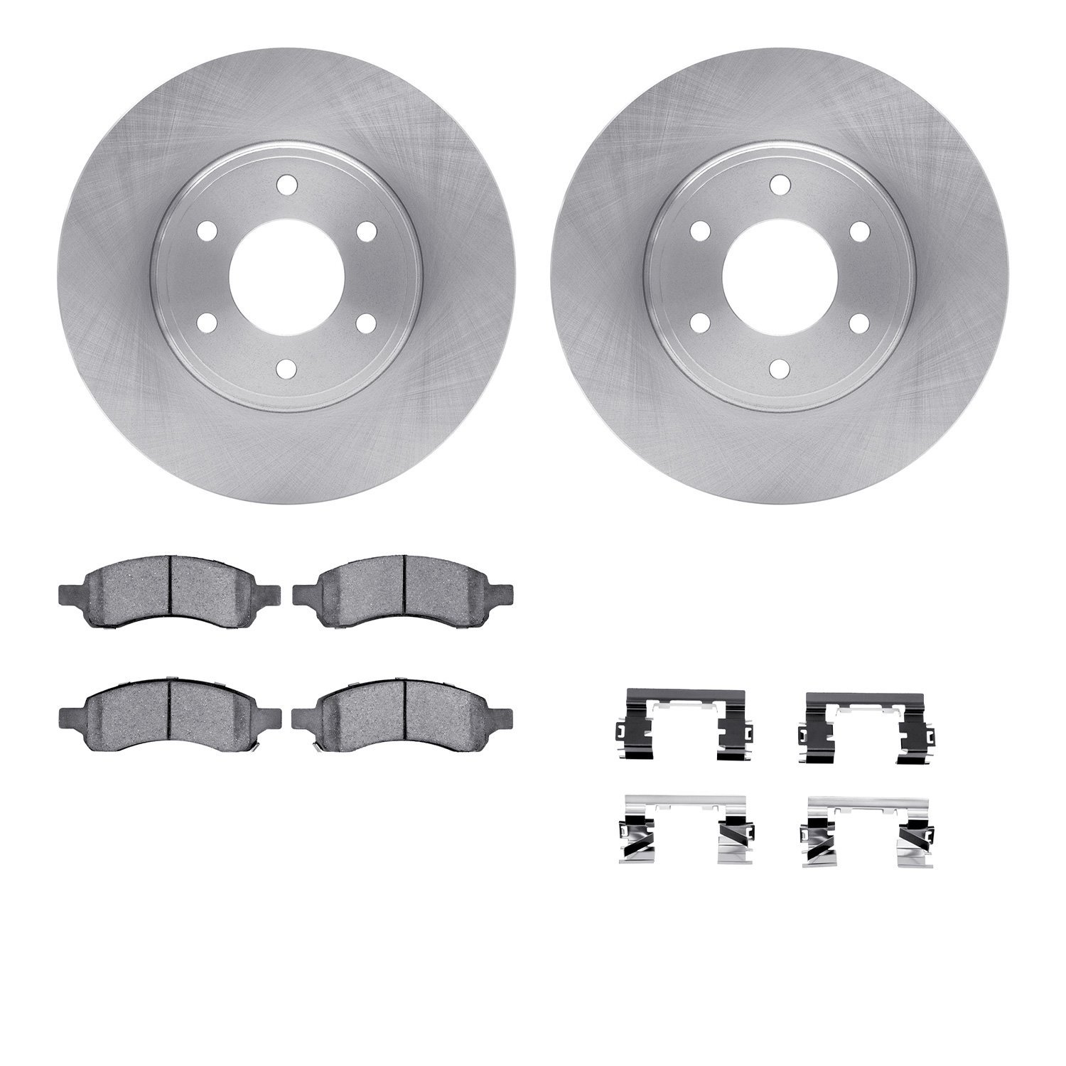 6512-47304 Brake Rotors w/5000 Advanced Brake Pads Kit with Hardware, 2006-2009 GM, Position: Front