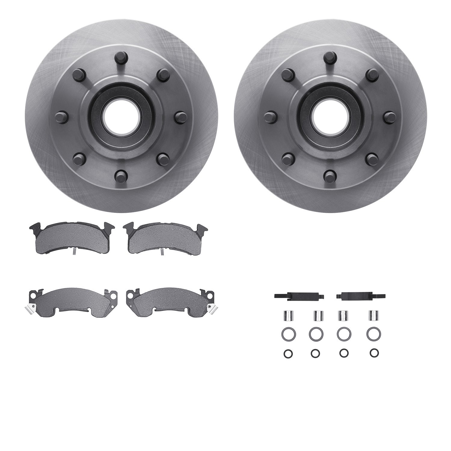 6512-48078 Brake Rotors w/5000 Advanced Brake Pads Kit with Hardware, 1979-1979 GM, Position: Front