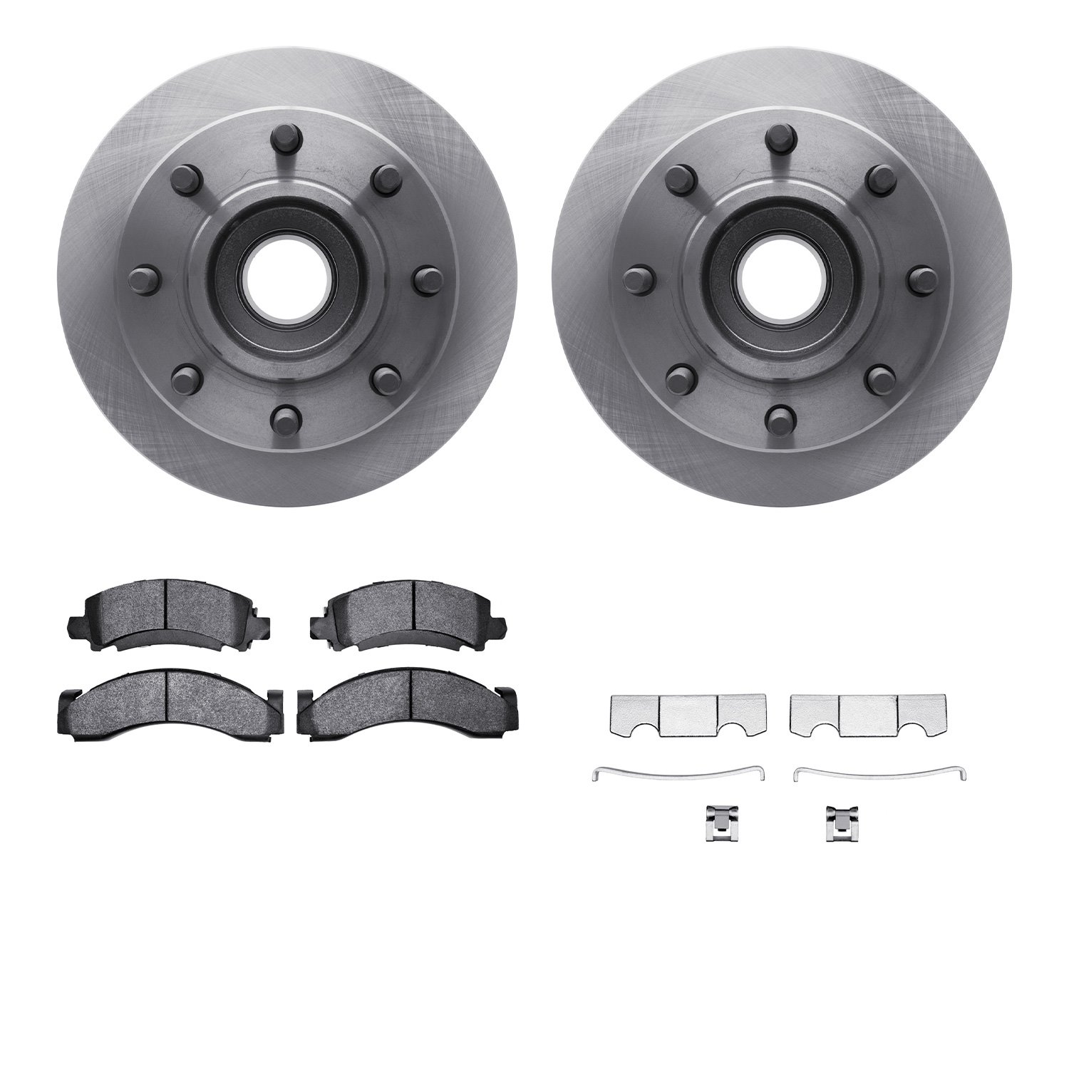 6512-48079 Brake Rotors w/5000 Advanced Brake Pads Kit with Hardware, 1974-1996 GM, Position: Front