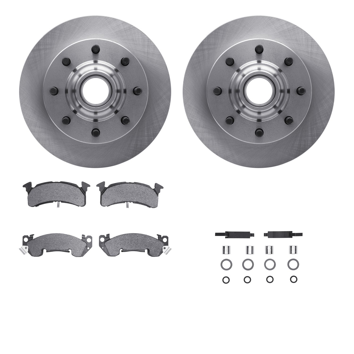 6512-48094 Brake Rotors w/5000 Advanced Brake Pads Kit with Hardware, 1978-1993 GM, Position: Front
