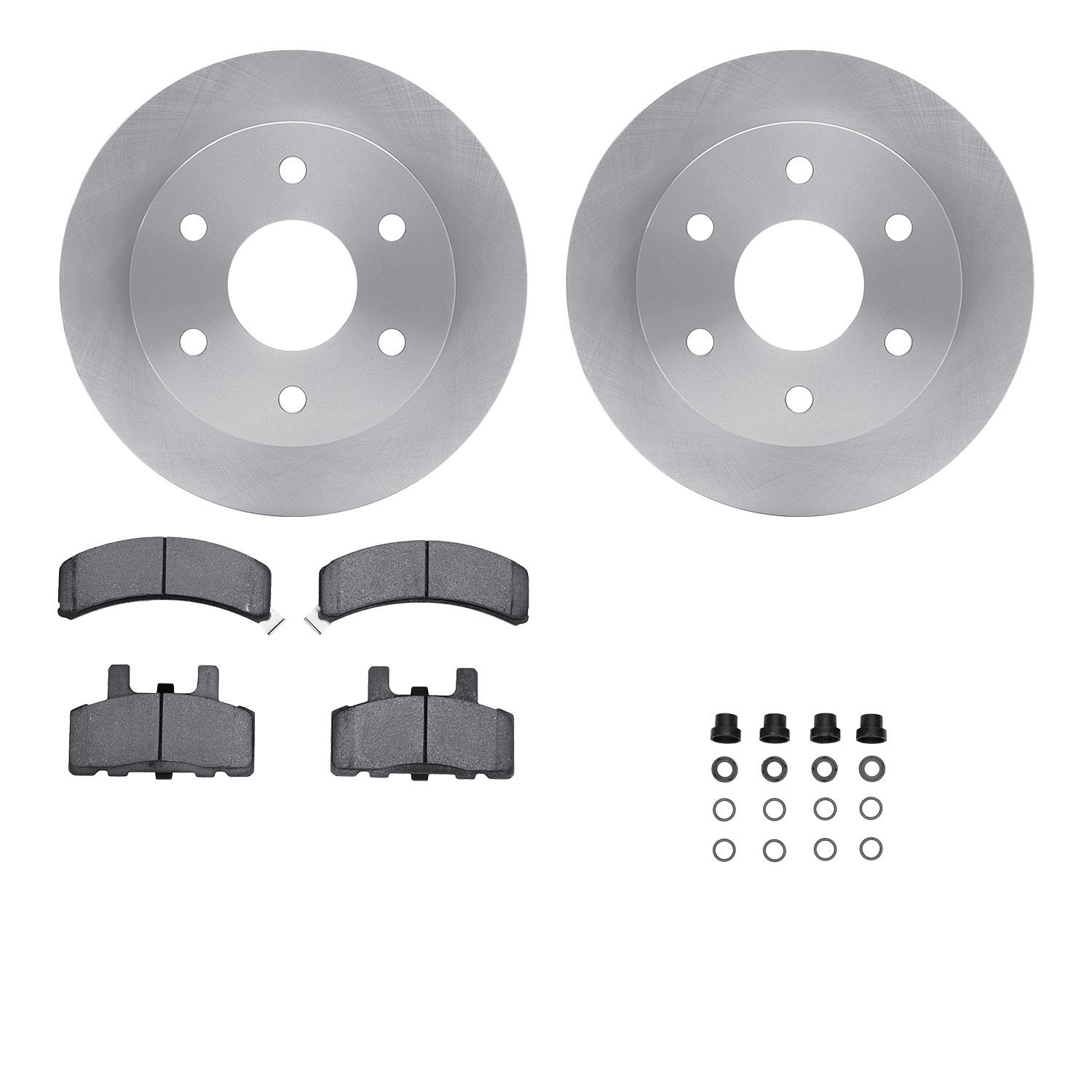 6512-48118 Brake Rotors w/5000 Advanced Brake Pads Kit with Hardware, 1988-2000 GM, Position: Front