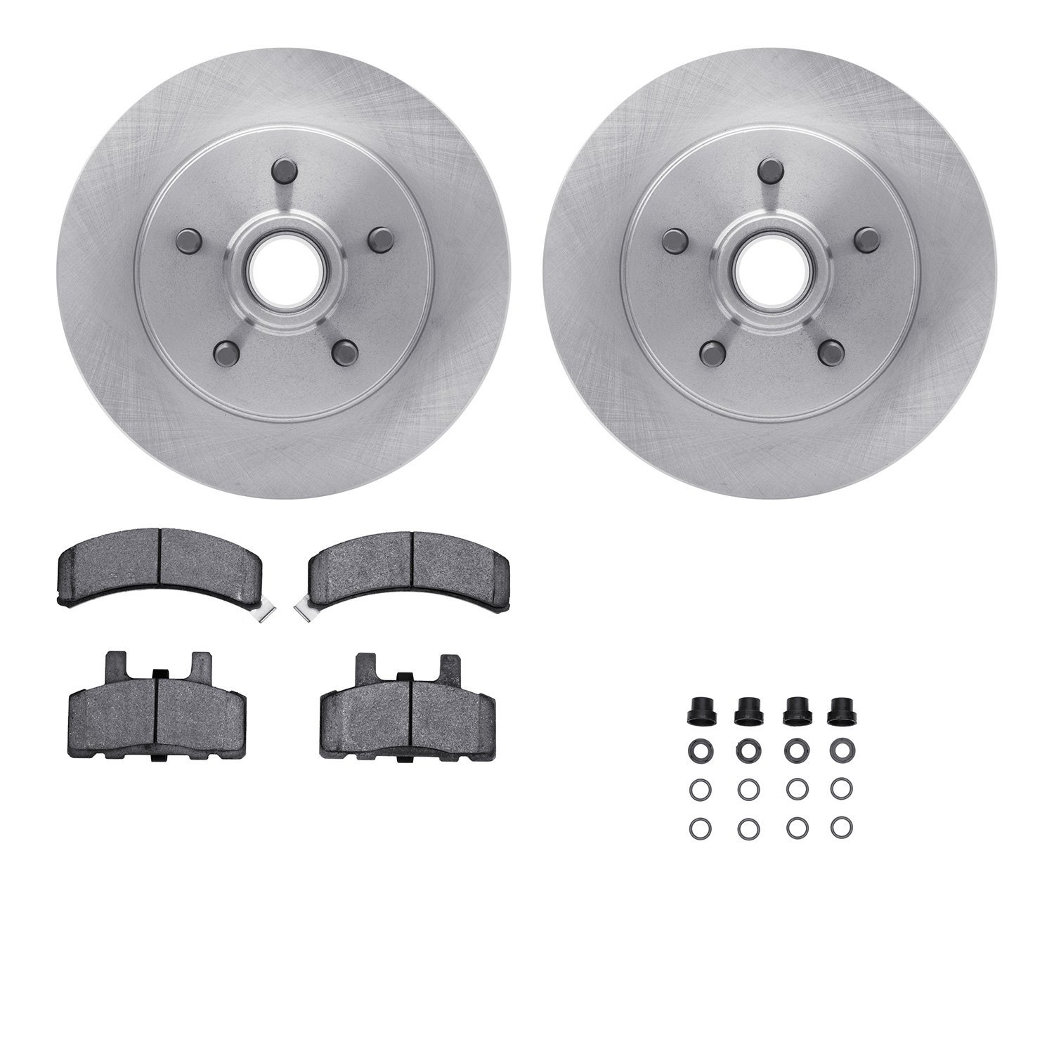 6512-48126 Brake Rotors w/5000 Advanced Brake Pads Kit with Hardware, 1988-1989 GM, Position: Front