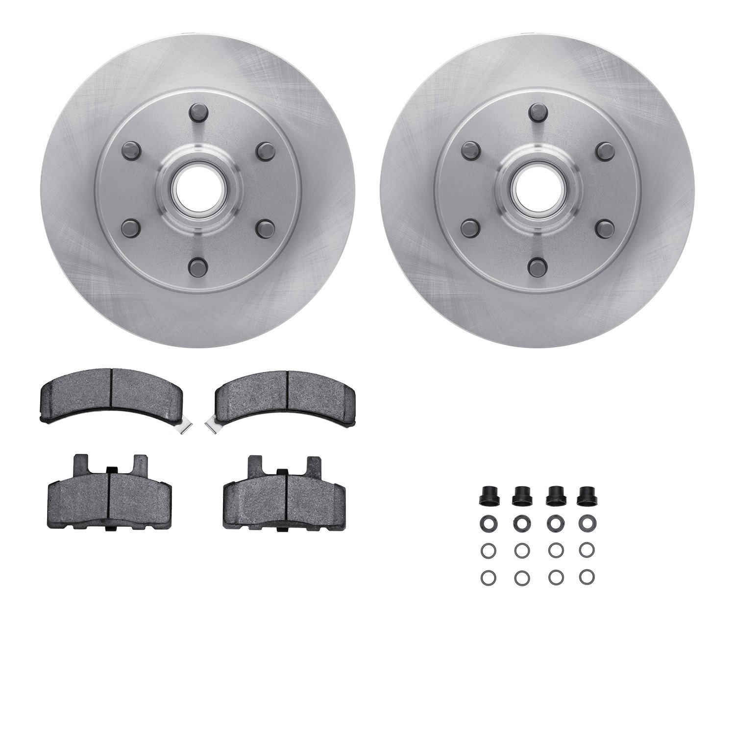 6512-48132 Brake Rotors w/5000 Advanced Brake Pads Kit with Hardware, 1988-1996 GM, Position: Front