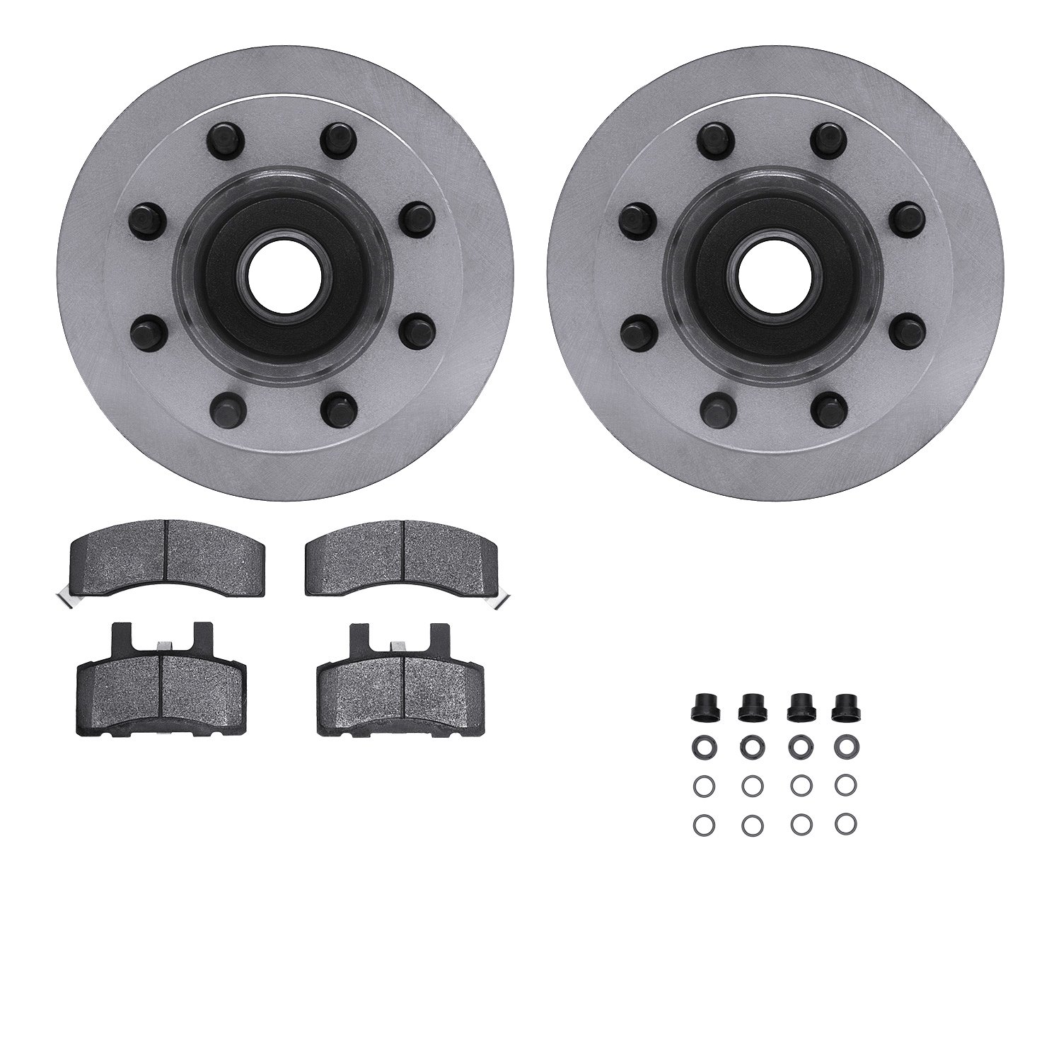 6512-48138 Brake Rotors w/5000 Advanced Brake Pads Kit with Hardware, 1988-1989 GM, Position: Front