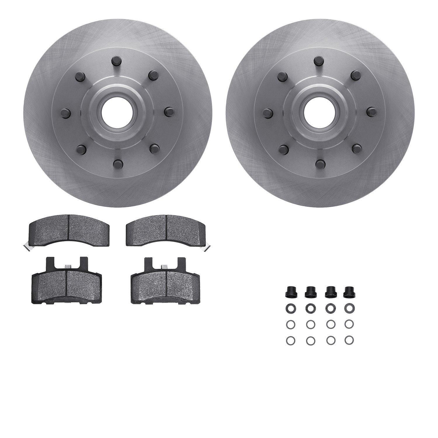 6512-48141 Brake Rotors w/5000 Advanced Brake Pads Kit with Hardware, 1988-1996 GM, Position: Front