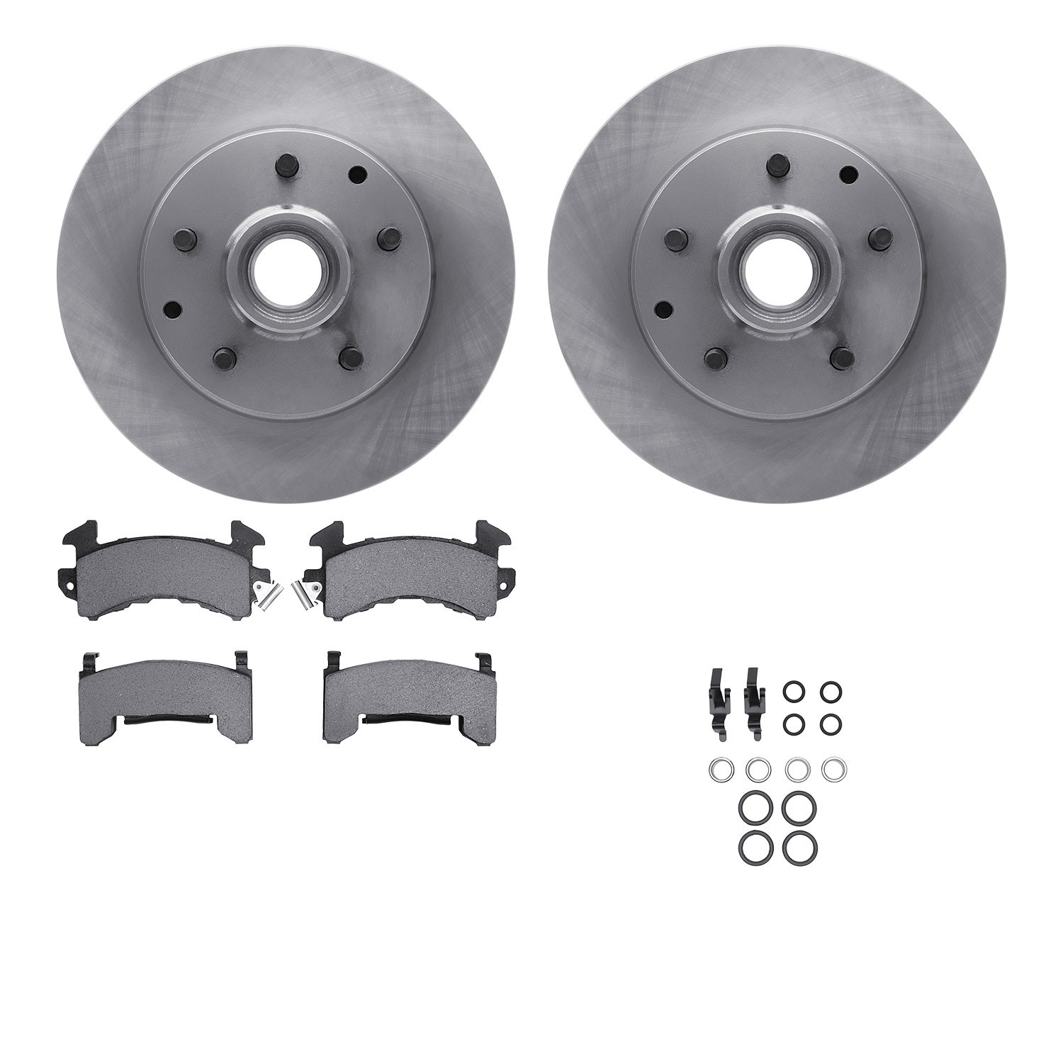 6512-48150 Brake Rotors w/5000 Advanced Brake Pads Kit with Hardware, 1991-2002 GM, Position: Front