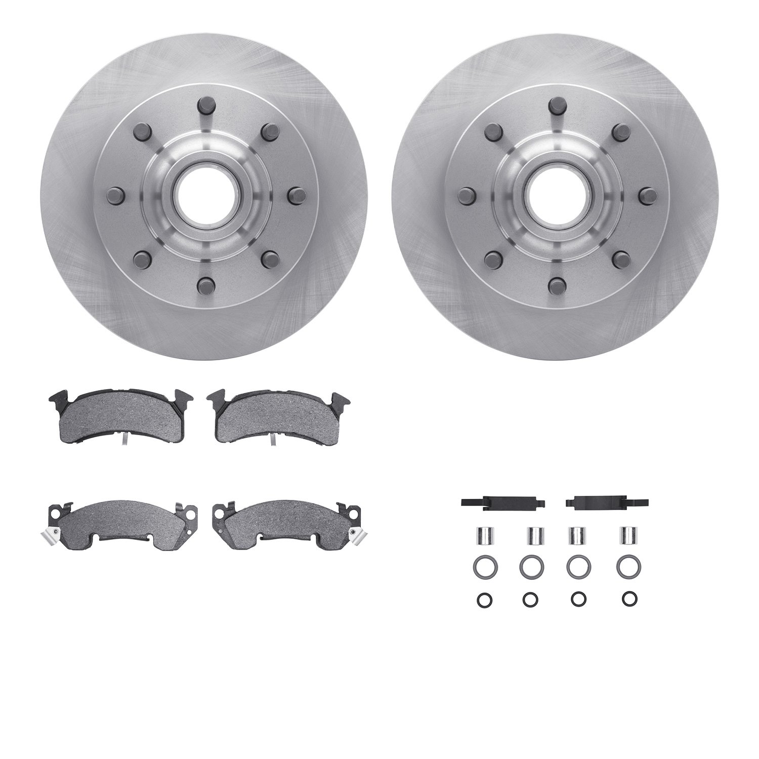 6512-48171 Brake Rotors w/5000 Advanced Brake Pads Kit with Hardware, 1993-1995 GM, Position: Front