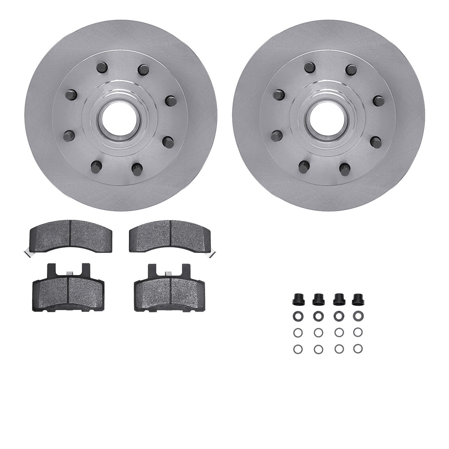 6512-48183 Brake Rotors w/5000 Advanced Brake Pads Kit with Hardware, 1992-2002 GM, Position: Front