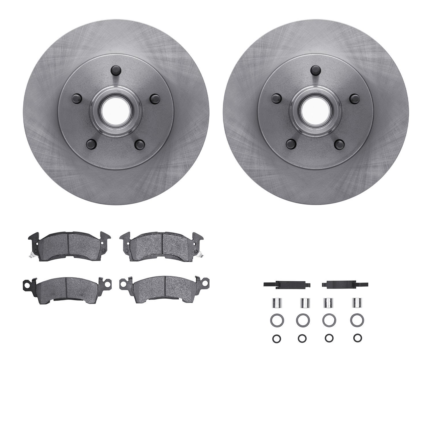 6512-48186 Brake Rotors w/5000 Advanced Brake Pads Kit with Hardware, 1993-1995 GM, Position: Front