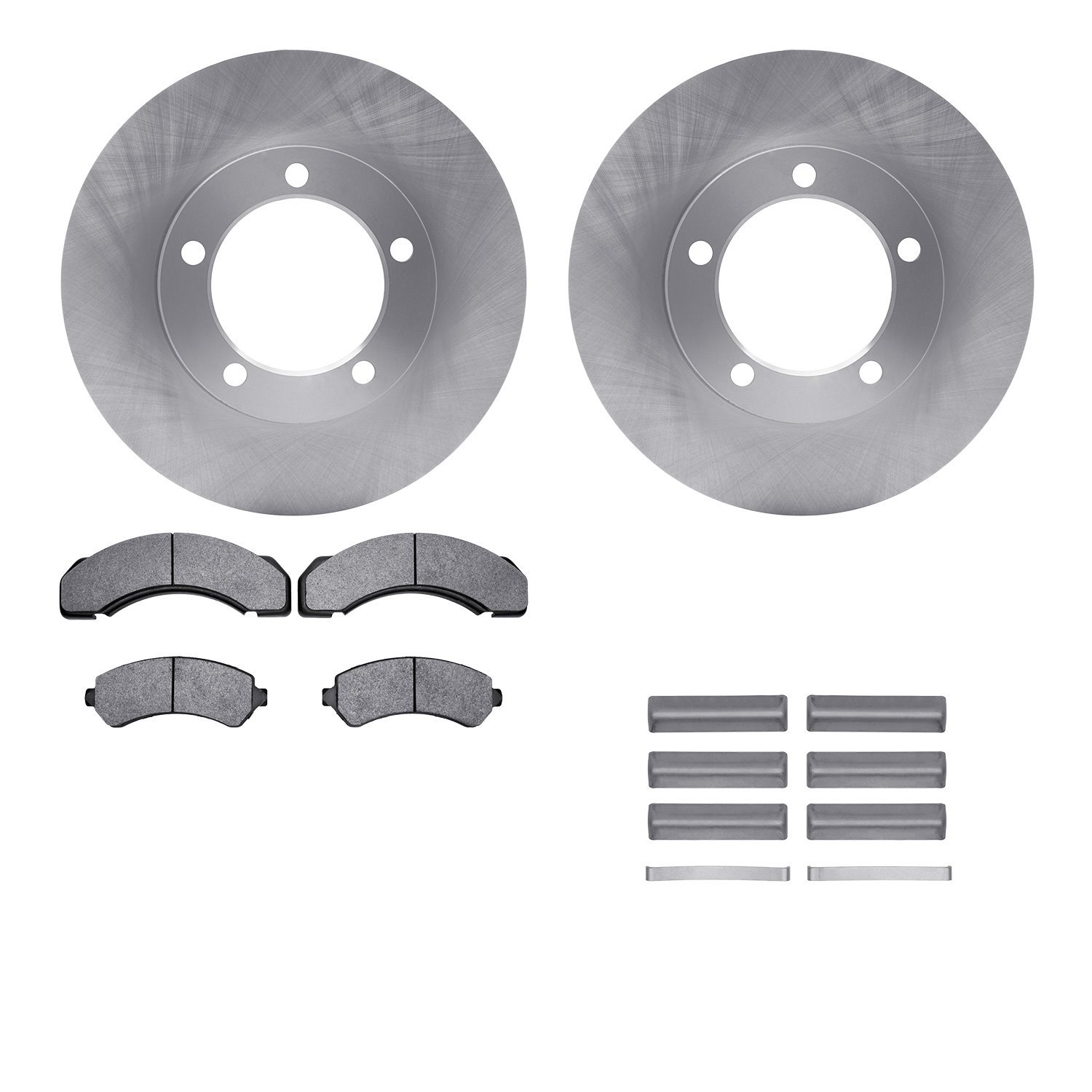 6512-48196 Brake Rotors w/5000 Advanced Brake Pads Kit with Hardware, 1994-2000 GM, Position: Front