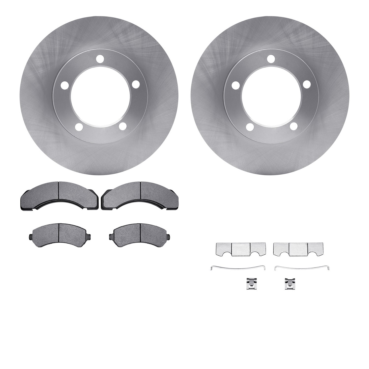 6512-48197 Brake Rotors w/5000 Advanced Brake Pads Kit with Hardware, 1994-2000 GM, Position: Front
