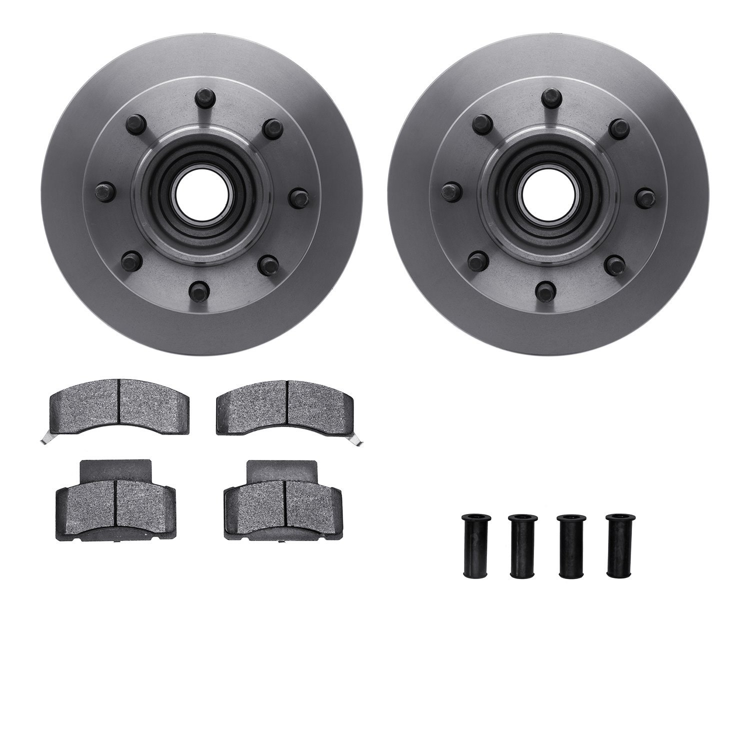 6512-48222 Brake Rotors w/5000 Advanced Brake Pads Kit with Hardware, 1995-2002 GM, Position: Front