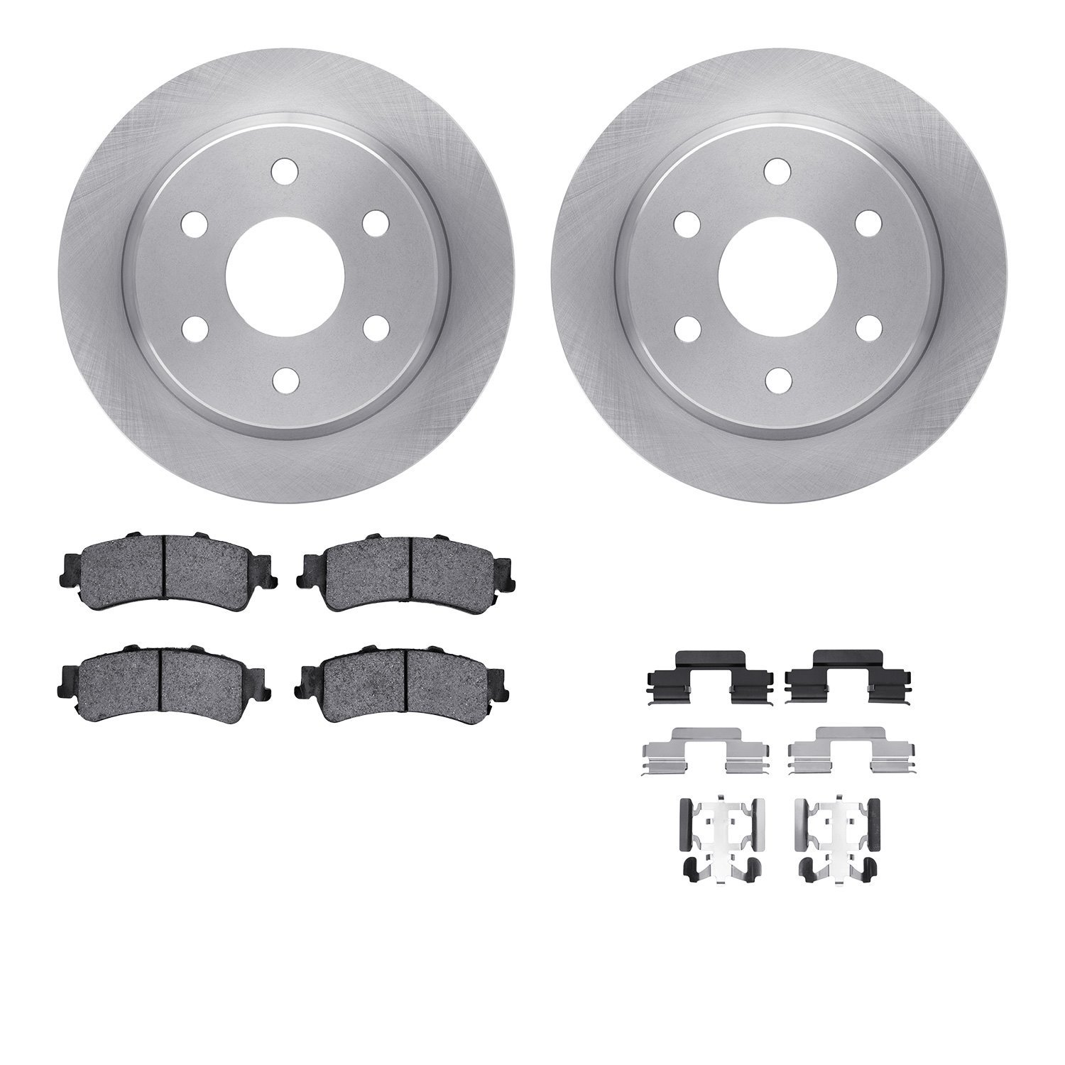 6512-48246 Brake Rotors w/5000 Advanced Brake Pads Kit with Hardware, 2003-2007 GM, Position: Rear