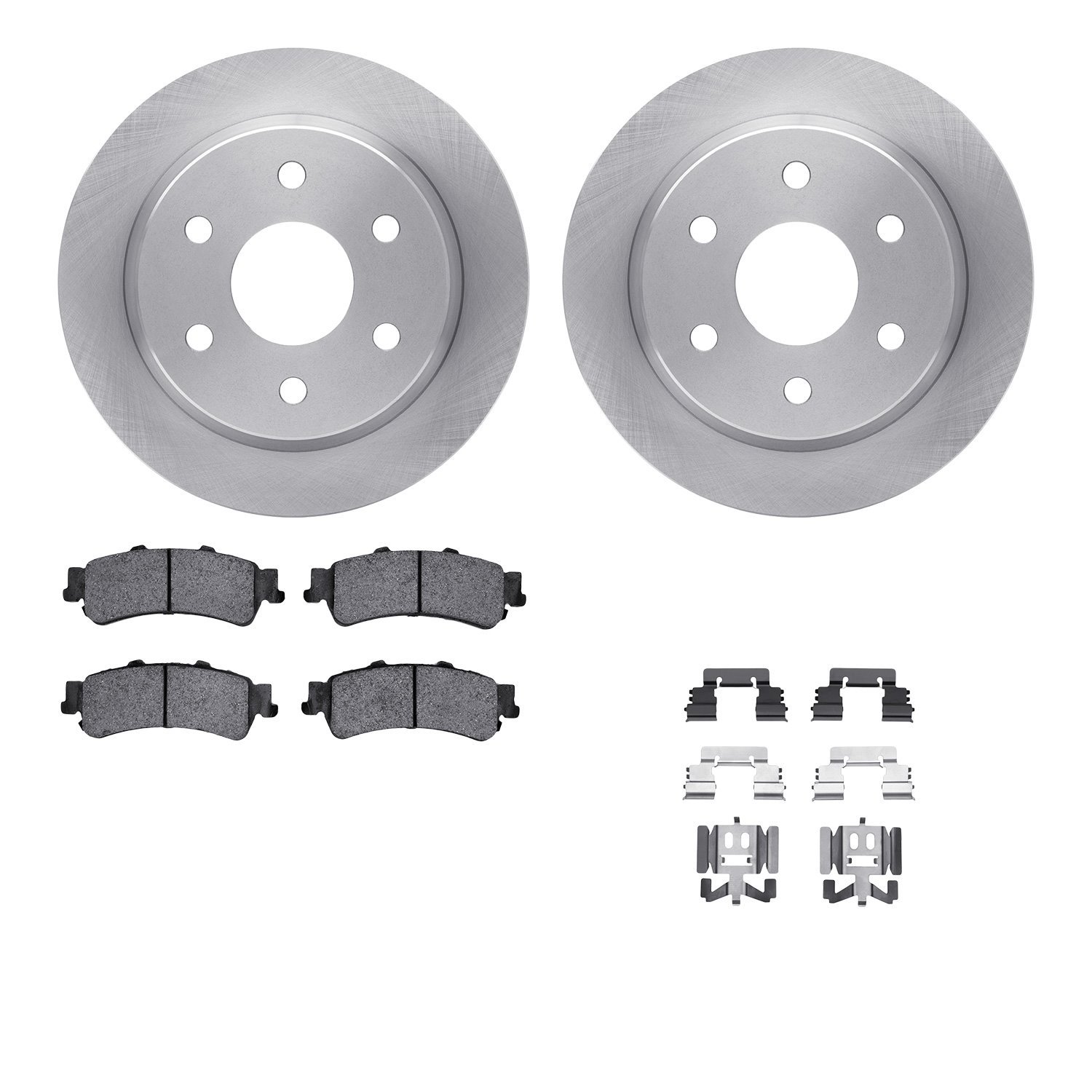 6512-48247 Brake Rotors w/5000 Advanced Brake Pads Kit with Hardware, 1999-2007 GM, Position: Rear