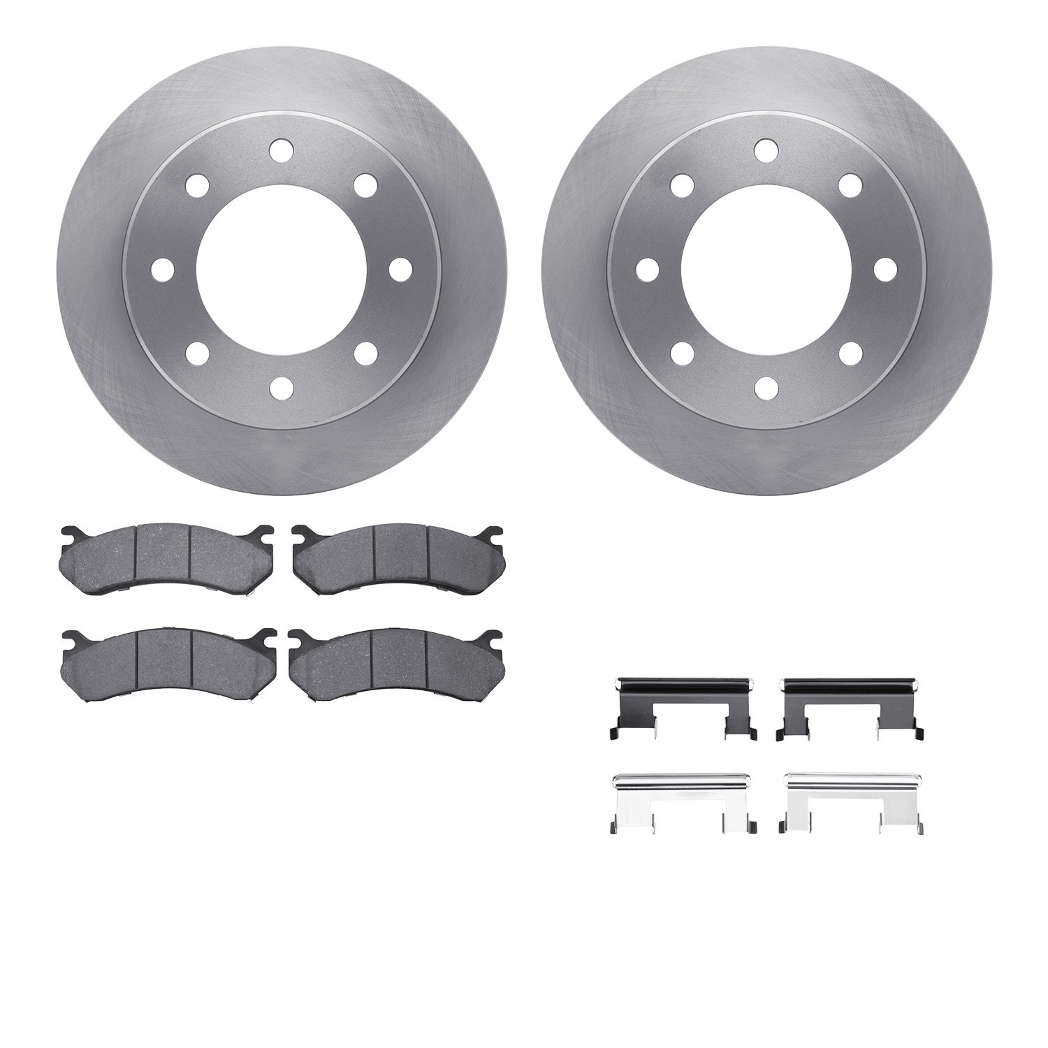 6512-48258 Brake Rotors w/5000 Advanced Brake Pads Kit with Hardware, 1999-2009 GM, Position: Rear