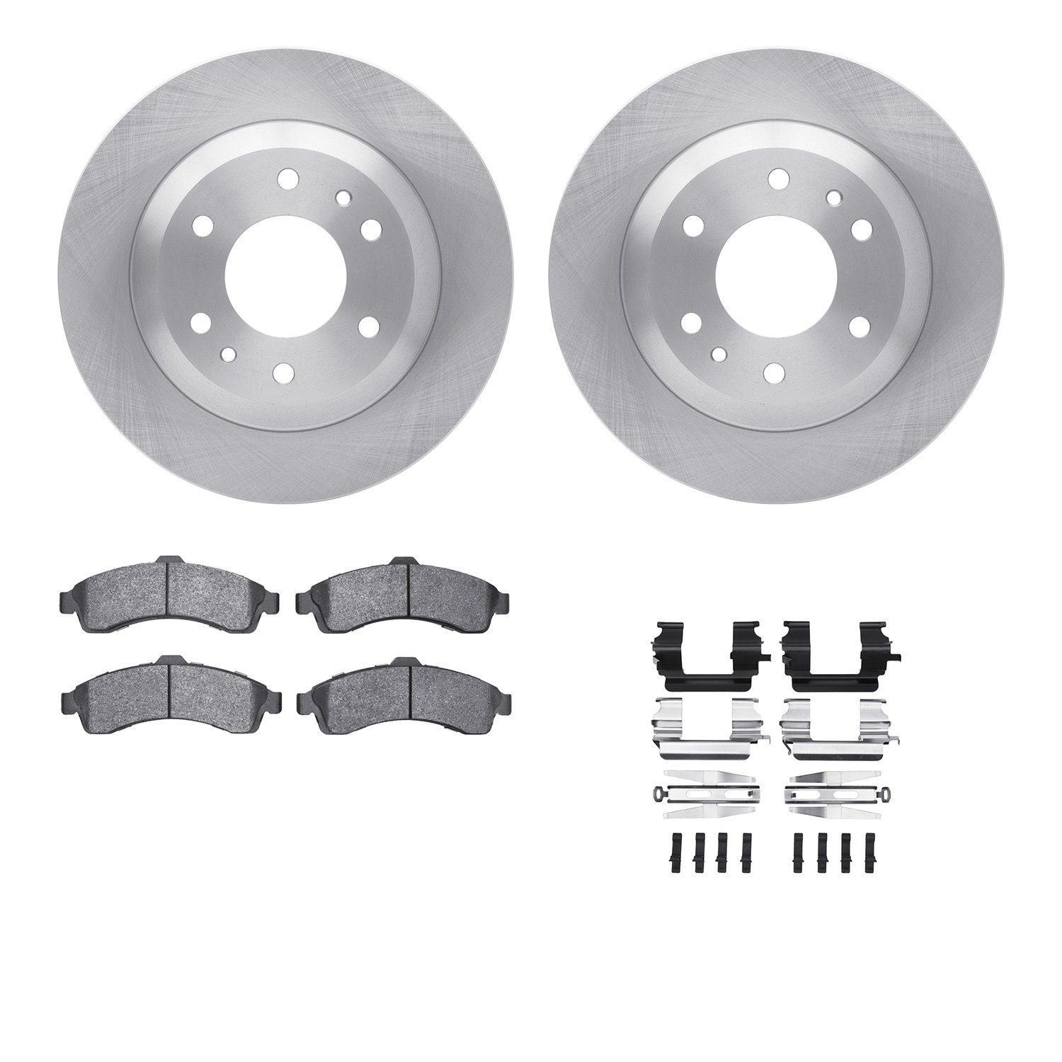 6512-48285 Brake Rotors w/5000 Advanced Brake Pads Kit with Hardware, 2002-2005 GM, Position: Front