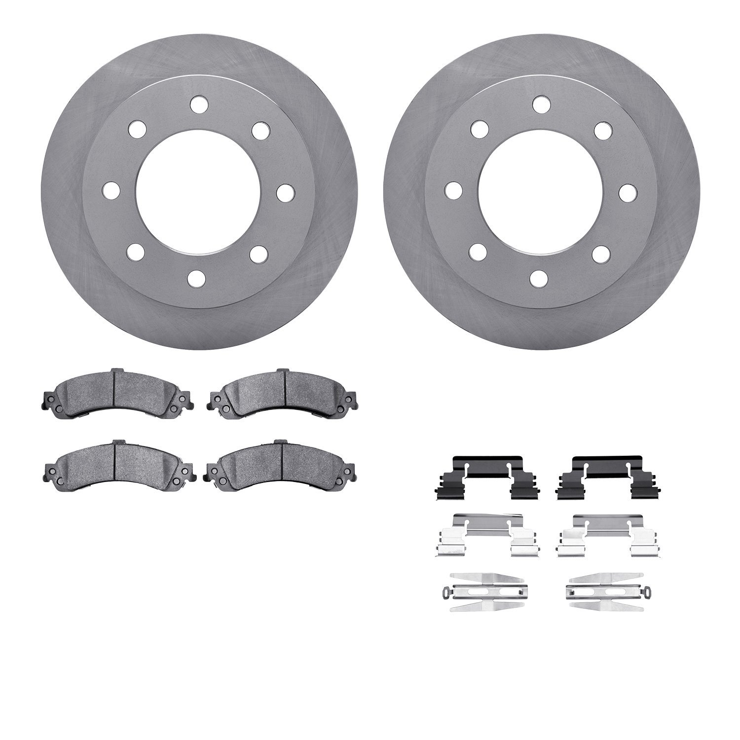 6512-48304 Brake Rotors w/5000 Advanced Brake Pads Kit with Hardware, 2005-2005 GM, Position: Rear