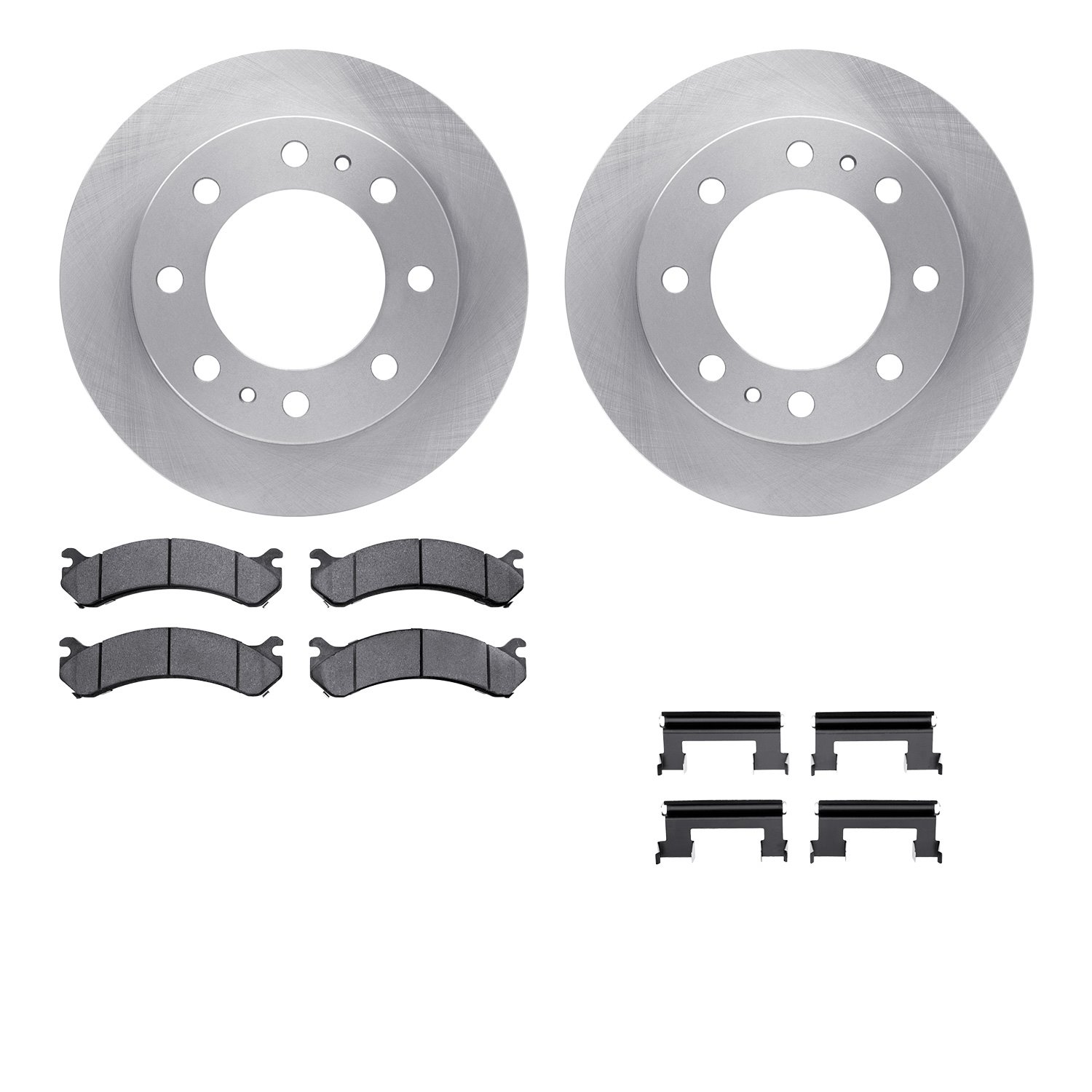 6512-48322 Brake Rotors w/5000 Advanced Brake Pads Kit with Hardware, 2001-2017 GM, Position: Front