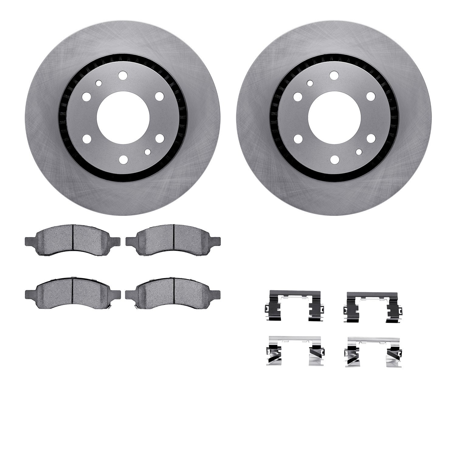 6512-48327 Brake Rotors w/5000 Advanced Brake Pads Kit with Hardware, 2006-2009 GM, Position: Front