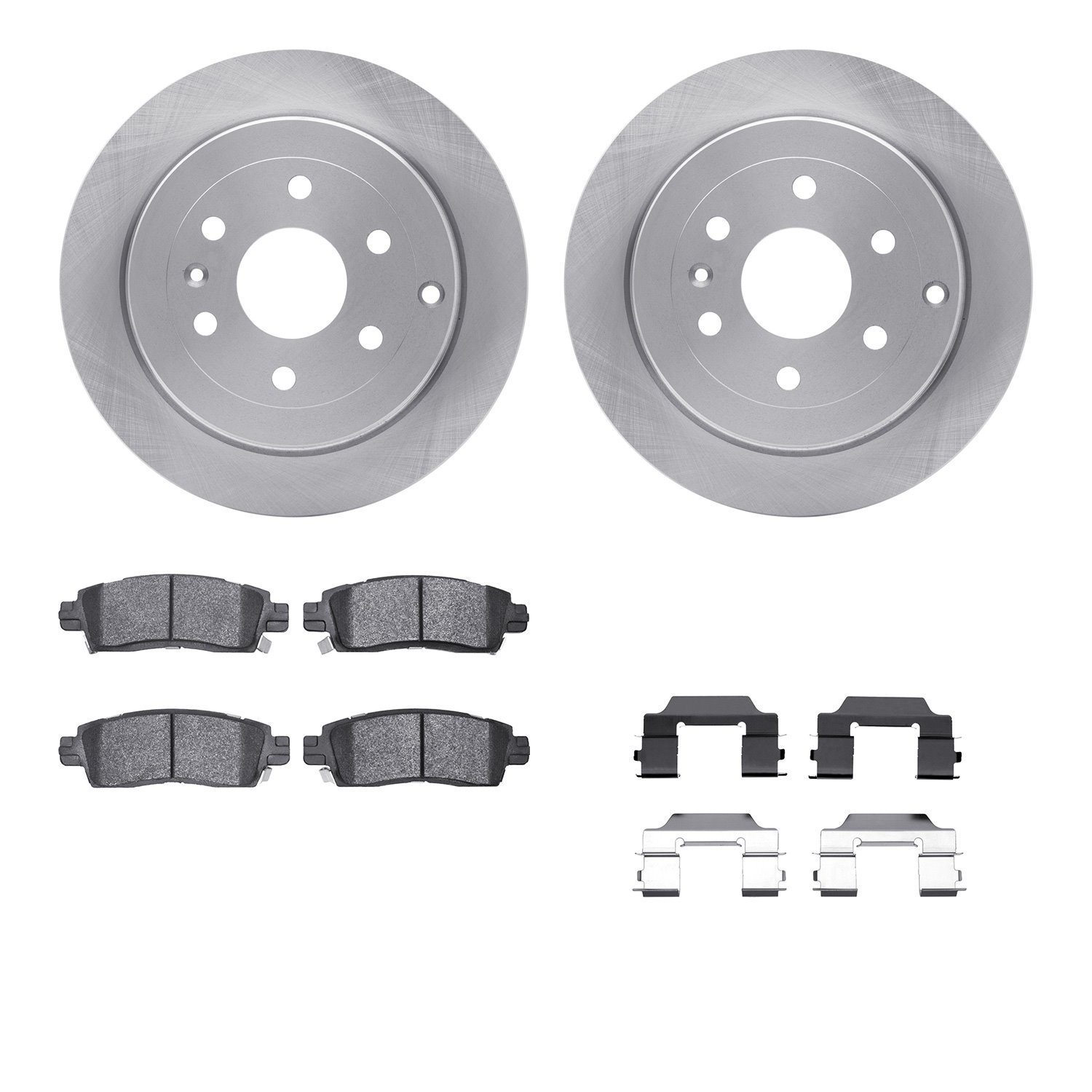 6512-48342 Brake Rotors w/5000 Advanced Brake Pads Kit with Hardware, 2007-2010 GM, Position: Rear