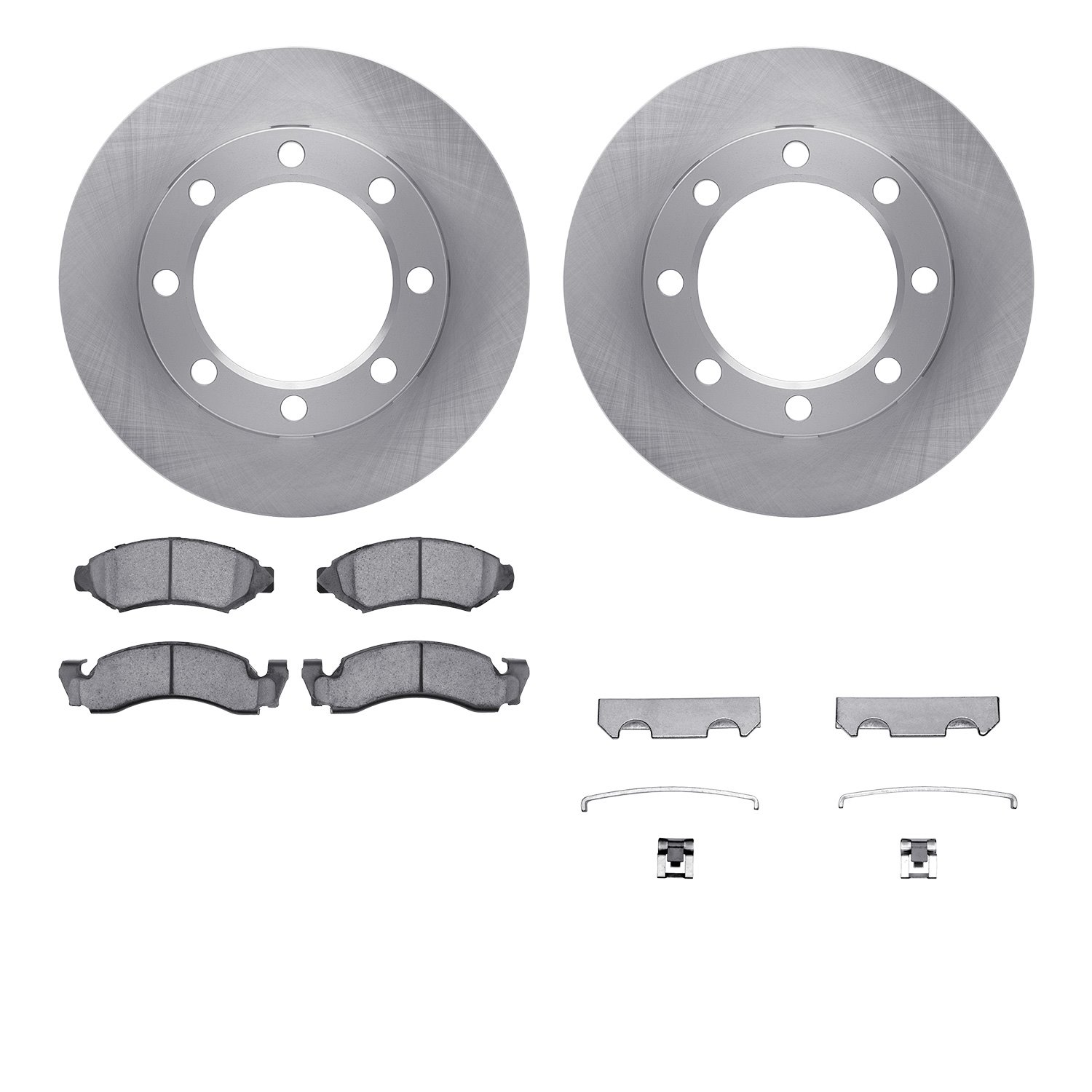6512-48372 Brake Rotors w/5000 Advanced Brake Pads Kit with Hardware, 1971-1973 GM, Position: Front