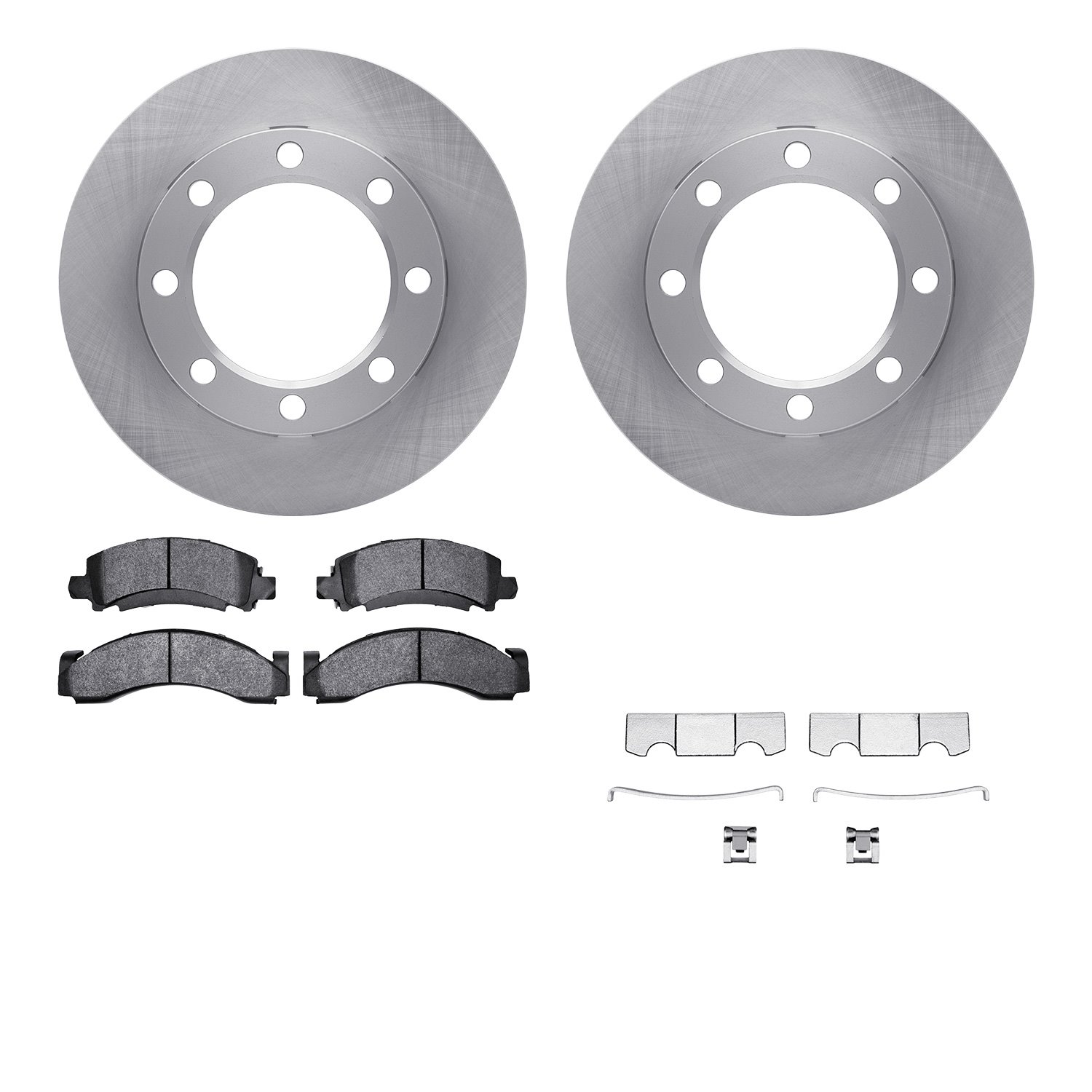 6512-48375 Brake Rotors w/5000 Advanced Brake Pads Kit with Hardware, 1971-1973 GM, Position: Front
