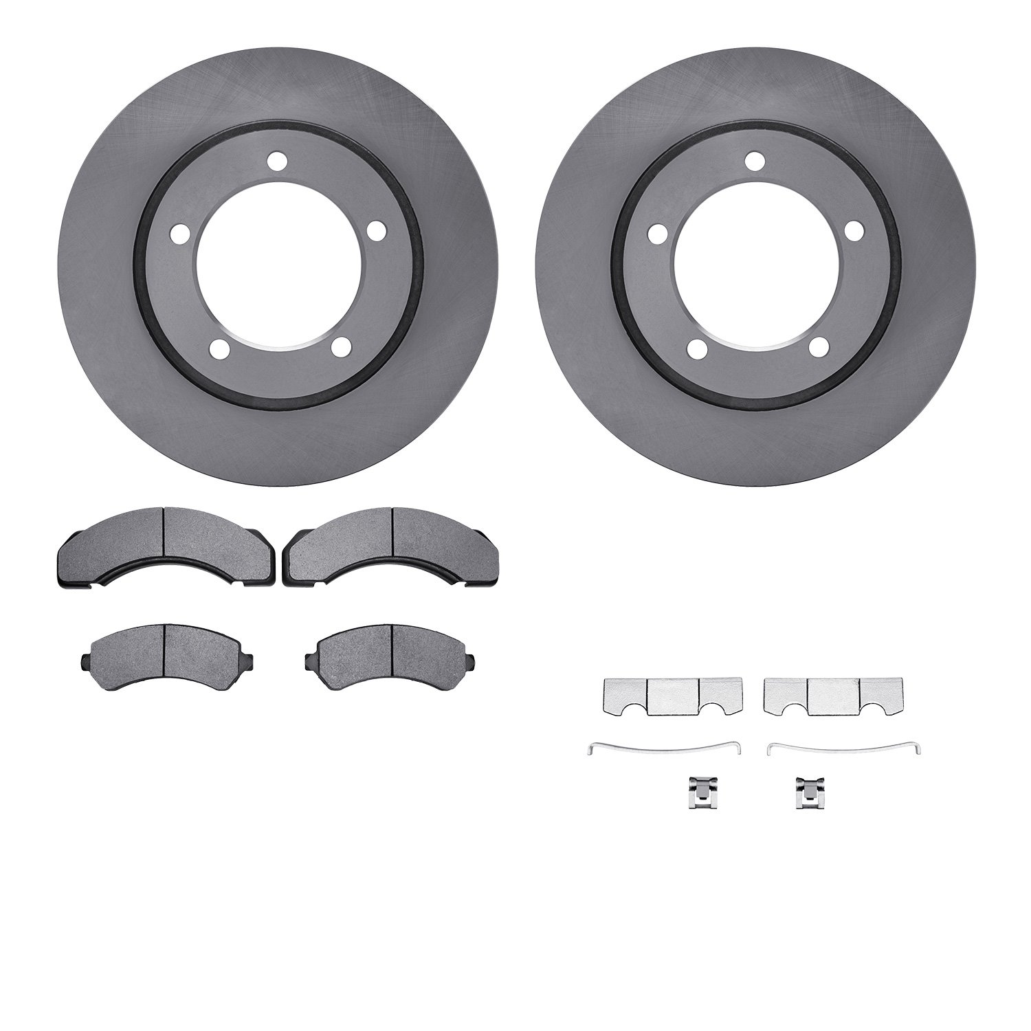 6512-48390 Brake Rotors w/5000 Advanced Brake Pads Kit with Hardware, 1998-1999 GM, Position: Front