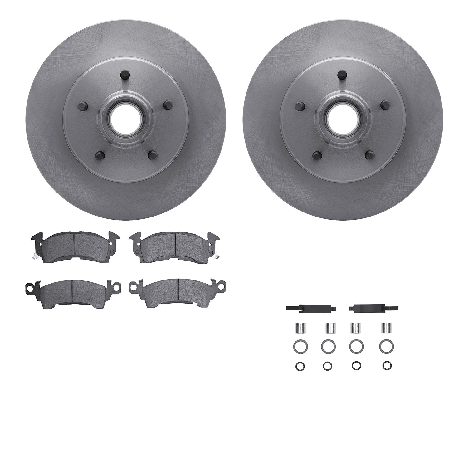 6512-51001 Brake Rotors w/5000 Advanced Brake Pads Kit with Hardware, 1991-1996 GM, Position: Front