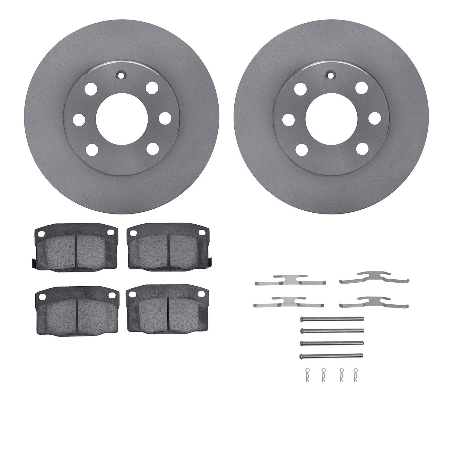 6512-52025 Brake Rotors w/5000 Advanced Brake Pads Kit with Hardware, 1988-1989 GM, Position: Front