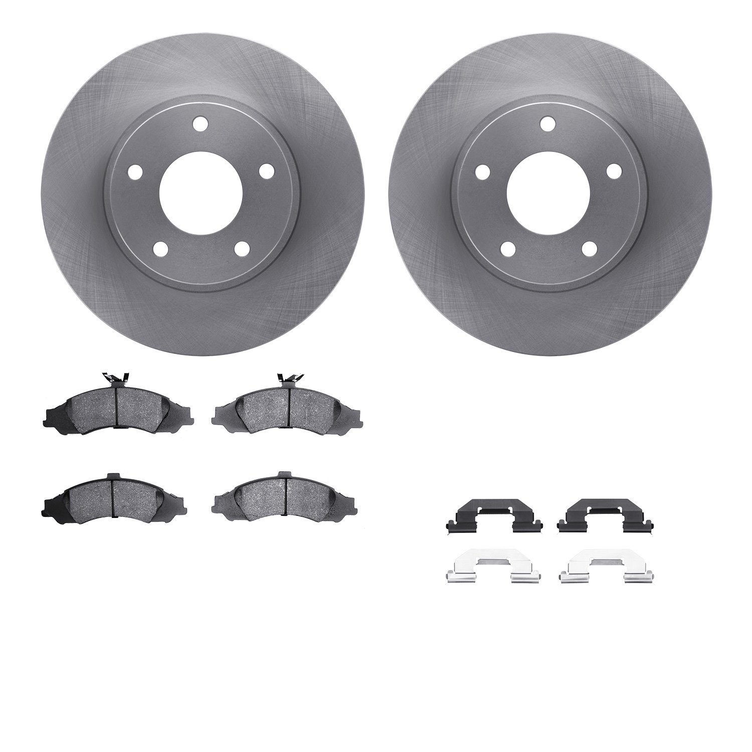 6512-52060 Brake Rotors w/5000 Advanced Brake Pads Kit with Hardware, 2004-2004 GM, Position: Front